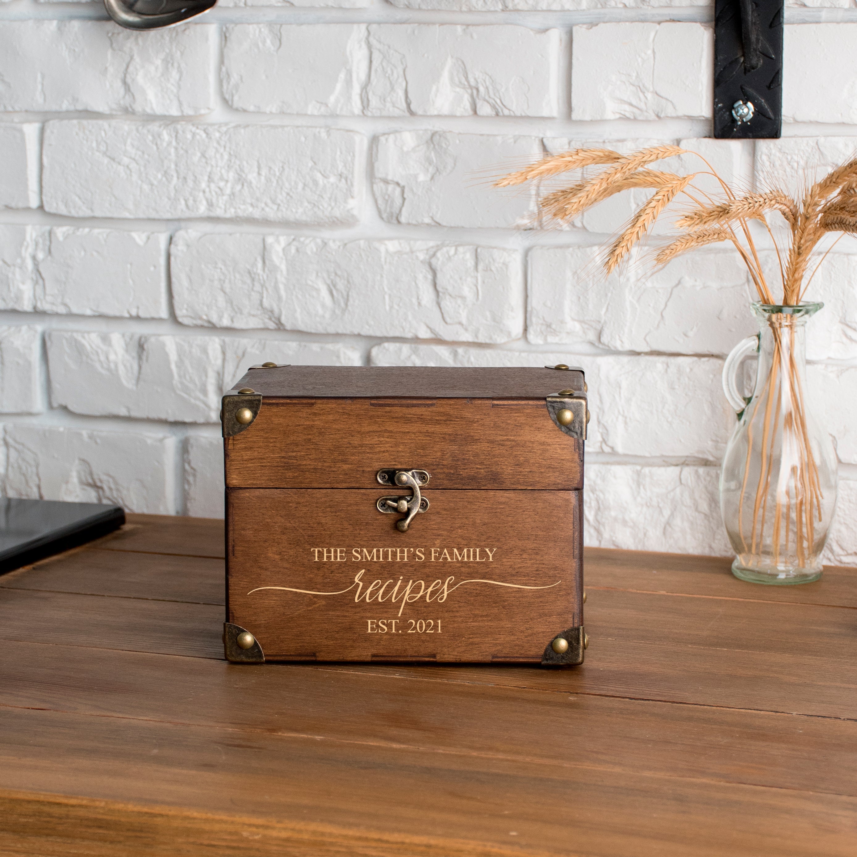 Wooden Recipe Box 4x6 or 5x7 - Personalized Bridal Shower Gift