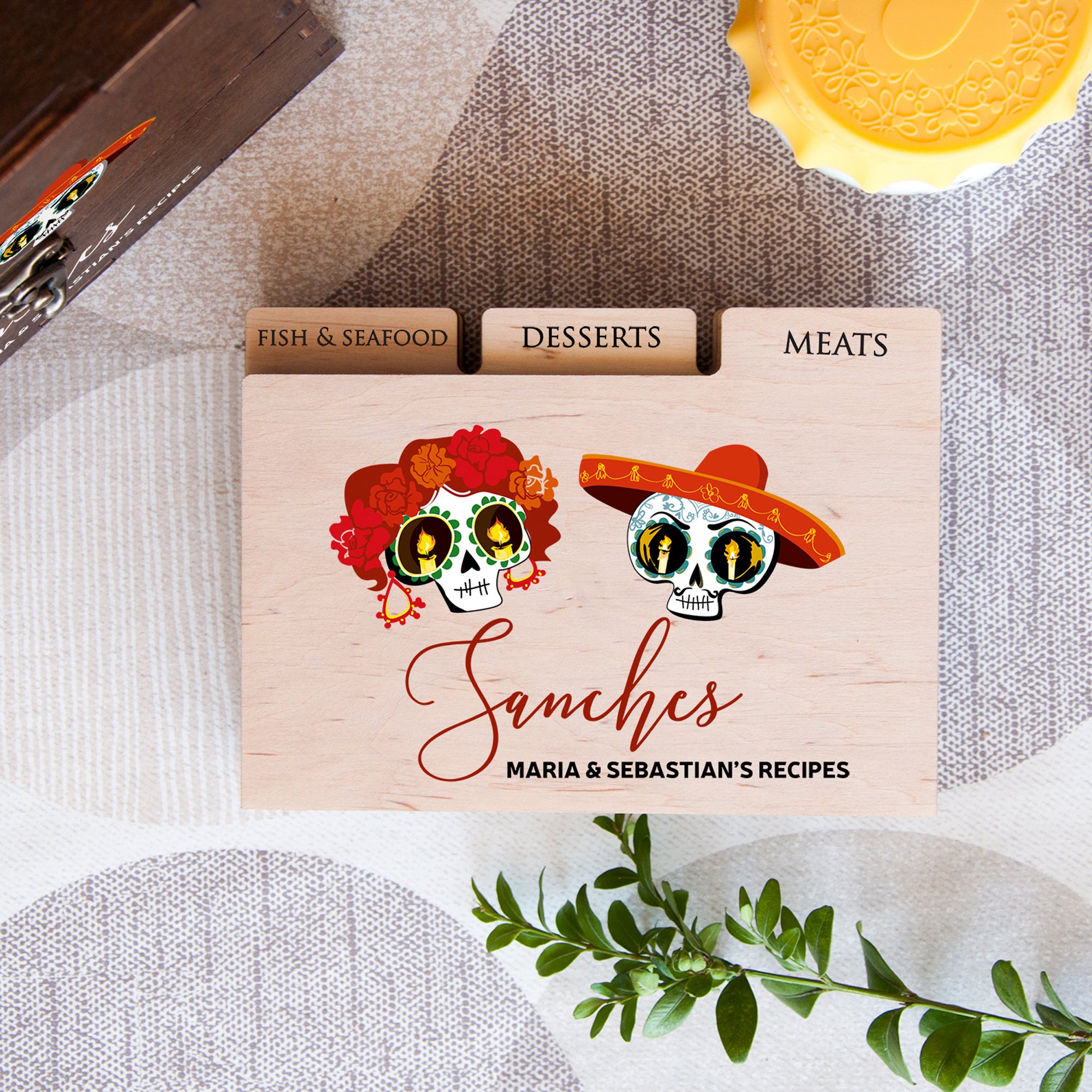 Halloween Wedding Gift - Personalized Recipe Box with Dividers & Cards