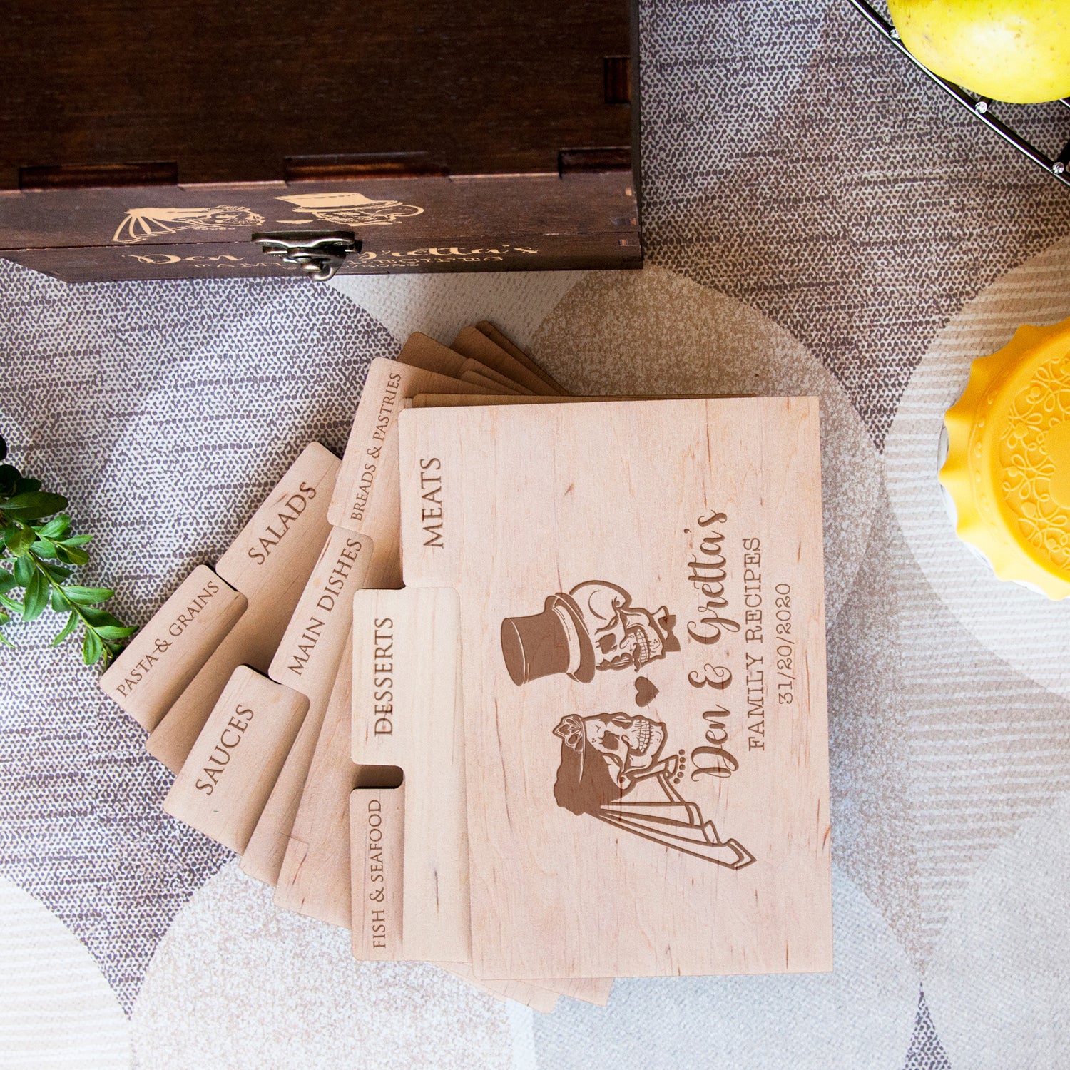 Wooden Recipe Box for Halloween Wedding - Gothic Wedding Gift