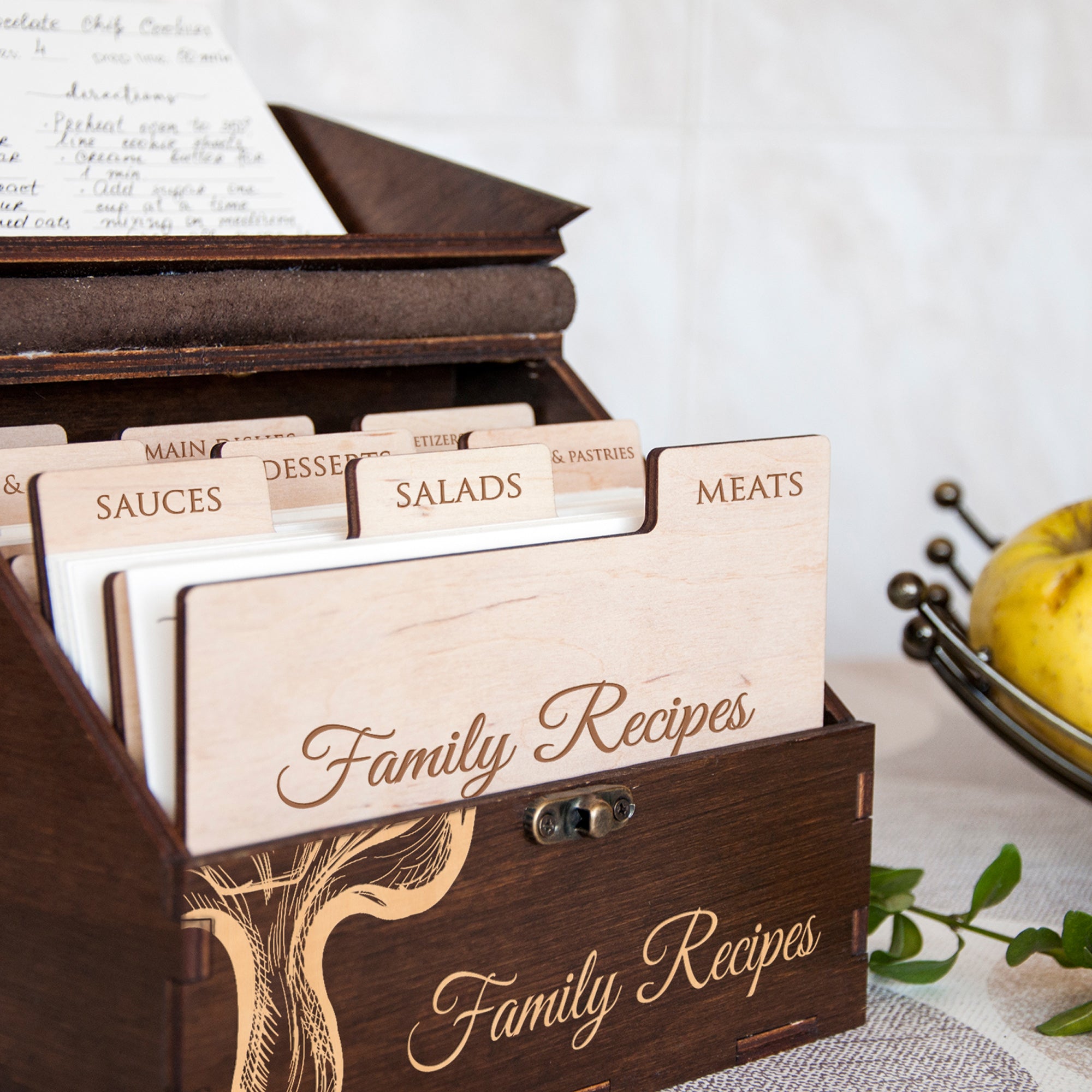 Honeycomb Recipe Box - Christmas Gift for Grandma with Bumble Bee Art