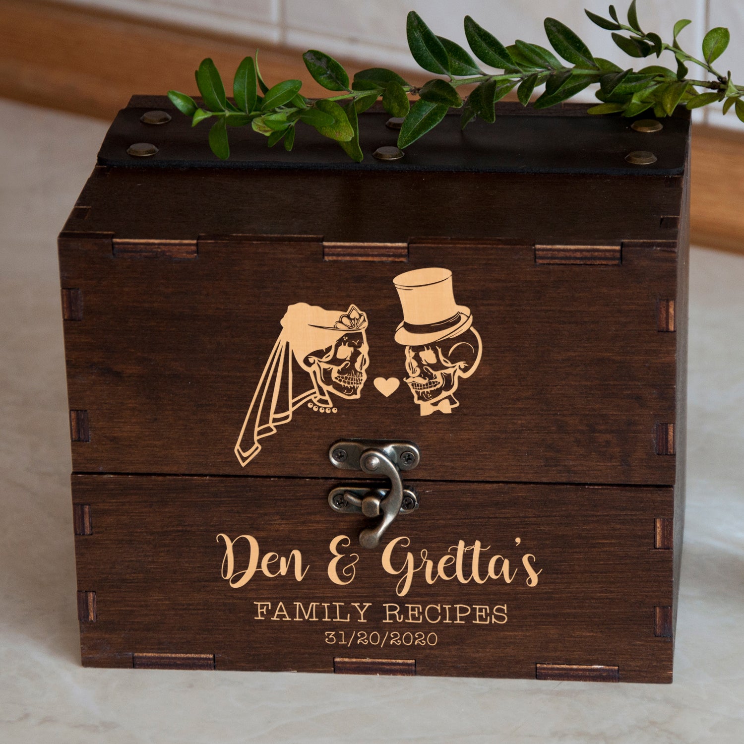 Wooden Recipe Box for Halloween Wedding - Gothic Wedding Gift