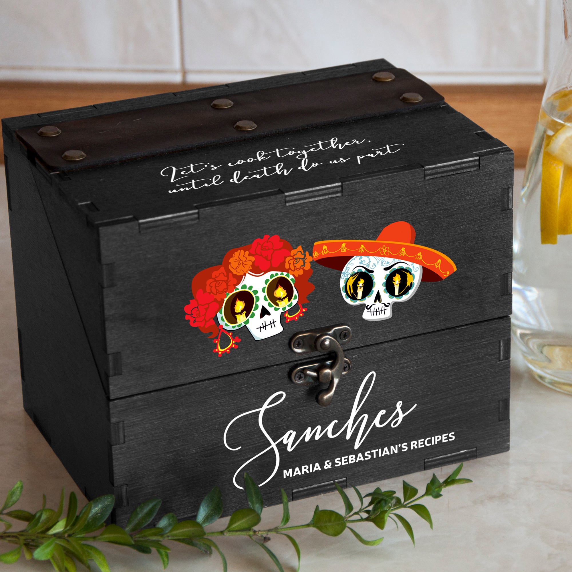 Halloween Wedding Gift - Personalized Recipe Box with Dividers & Cards