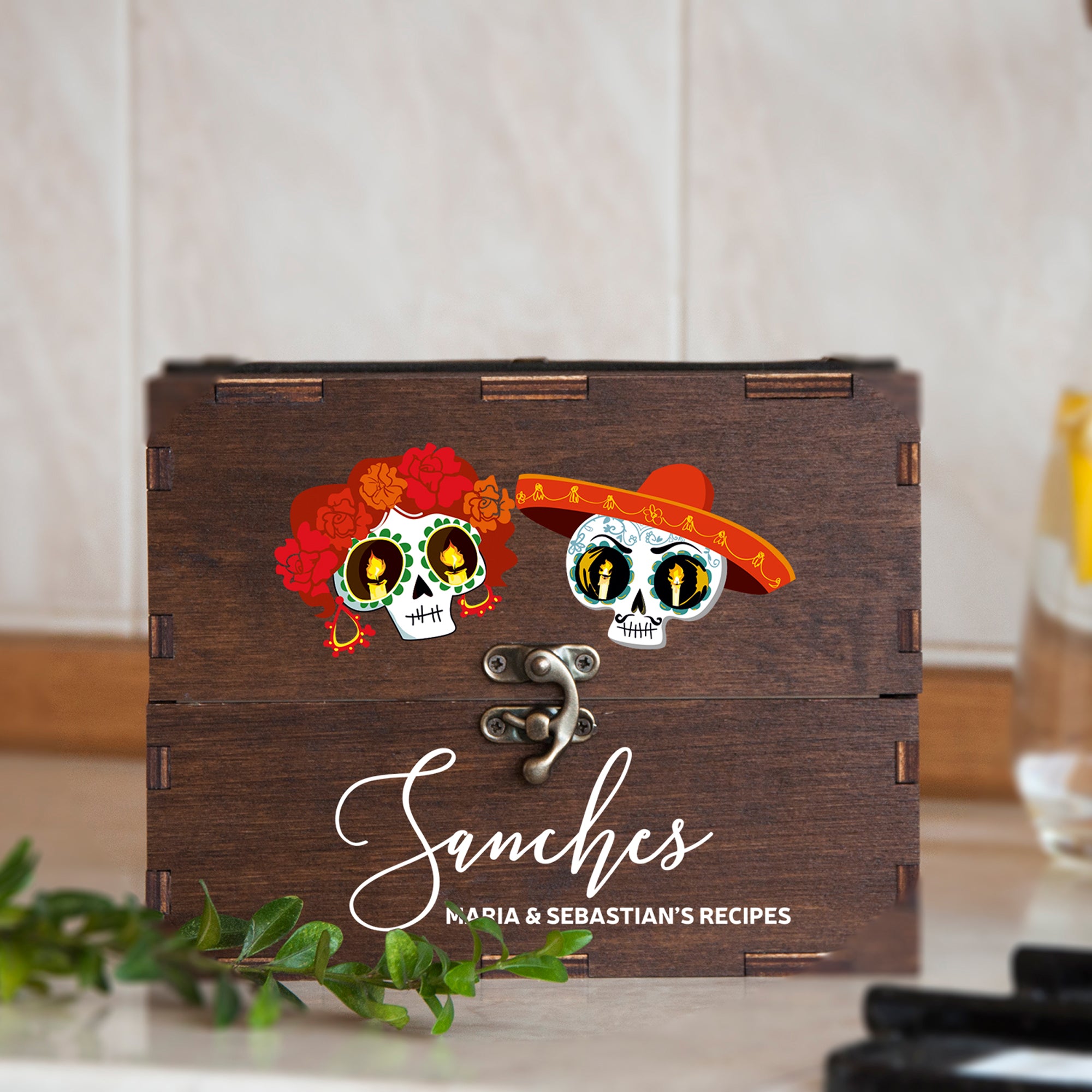 Halloween Wedding Gift - Personalized Recipe Box with Dividers & Cards