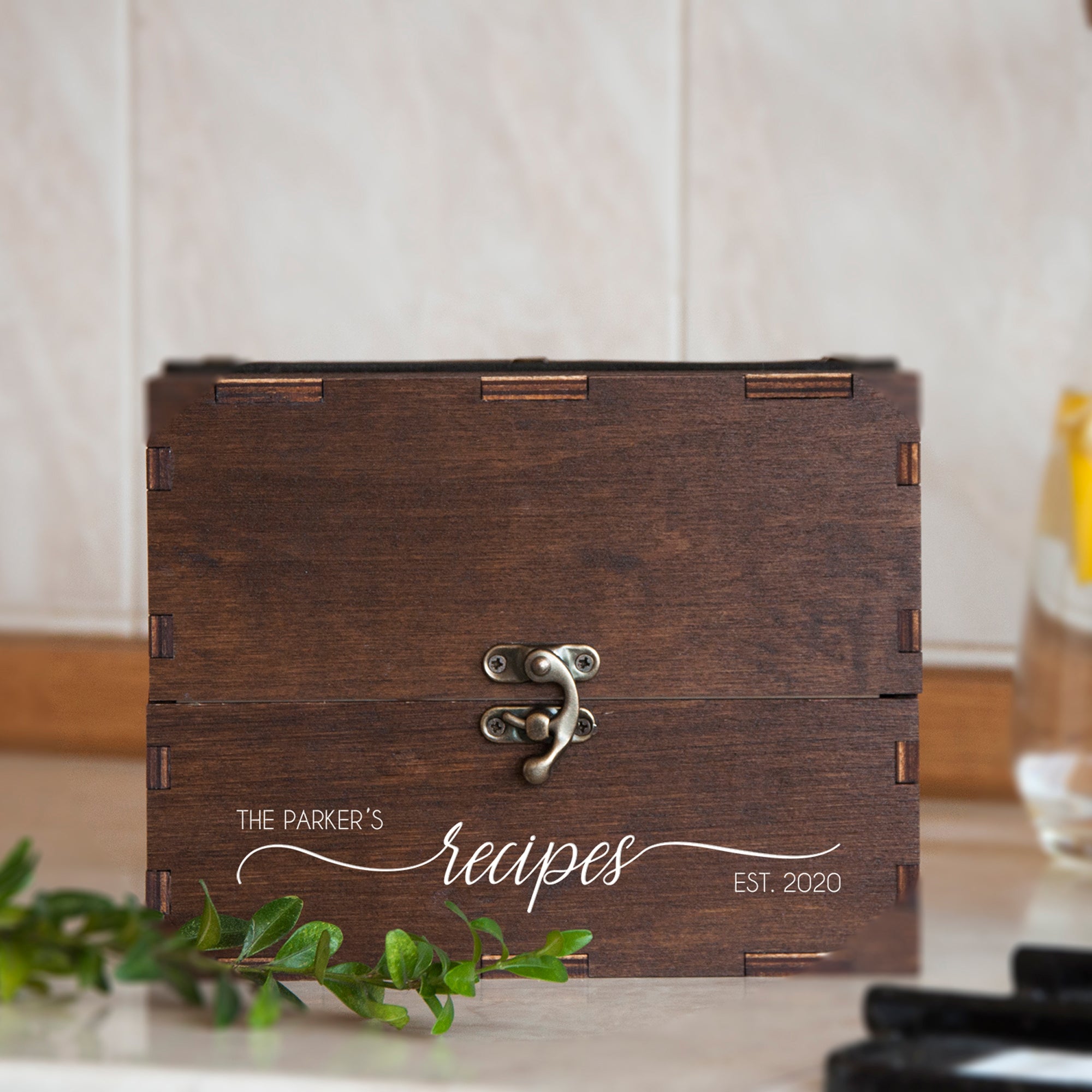 Personalized Recipe Box with Floral Printable Recipe Dividers - Wedding Gift for Daughter
