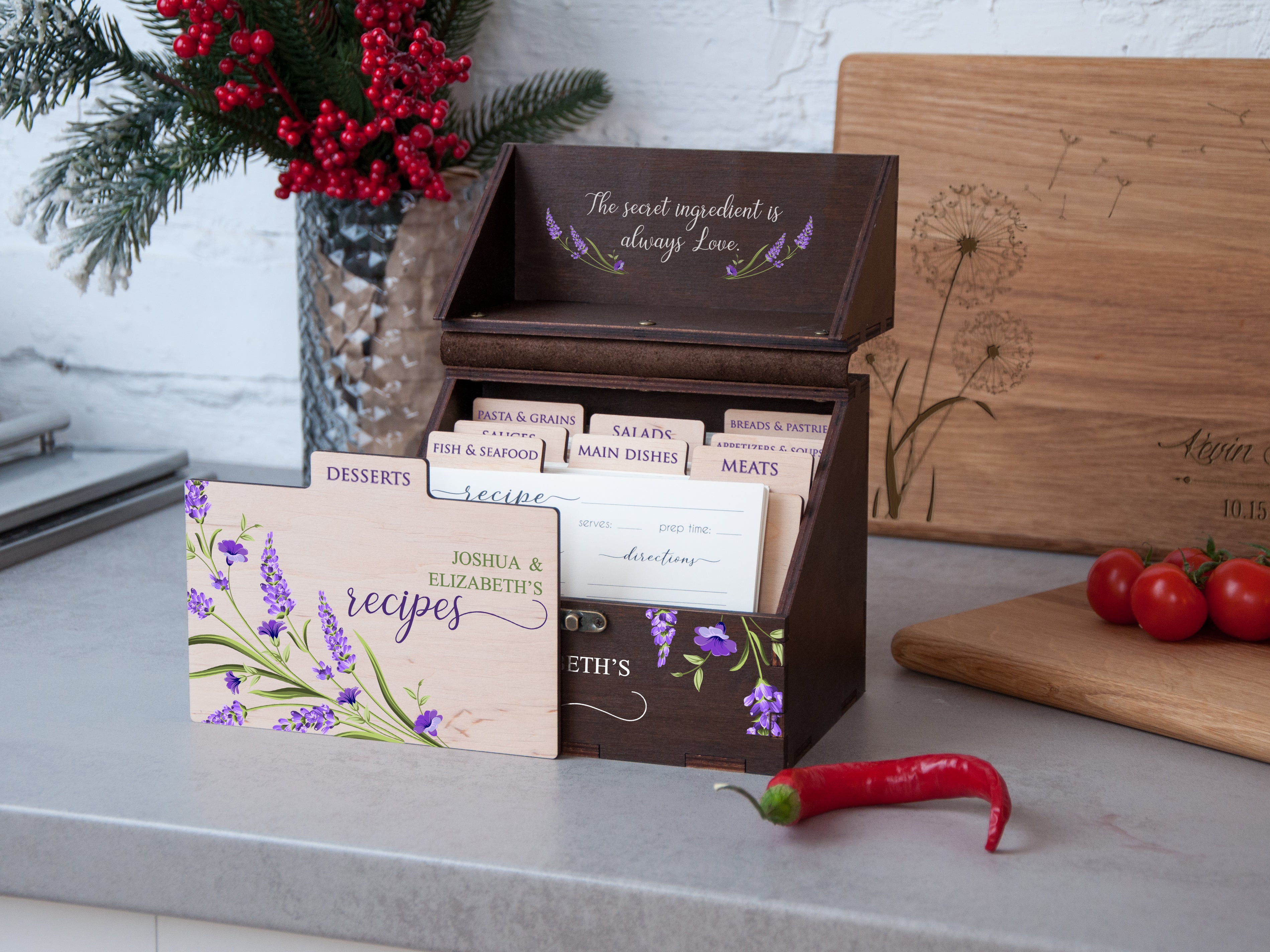 4x6 Recipe Box With Dividers & Recipe Cards Personalized Engraved Wood  Bridal Shower Wedding Housewarming Mothers Day Christmas Gift - Yahoo  Shopping