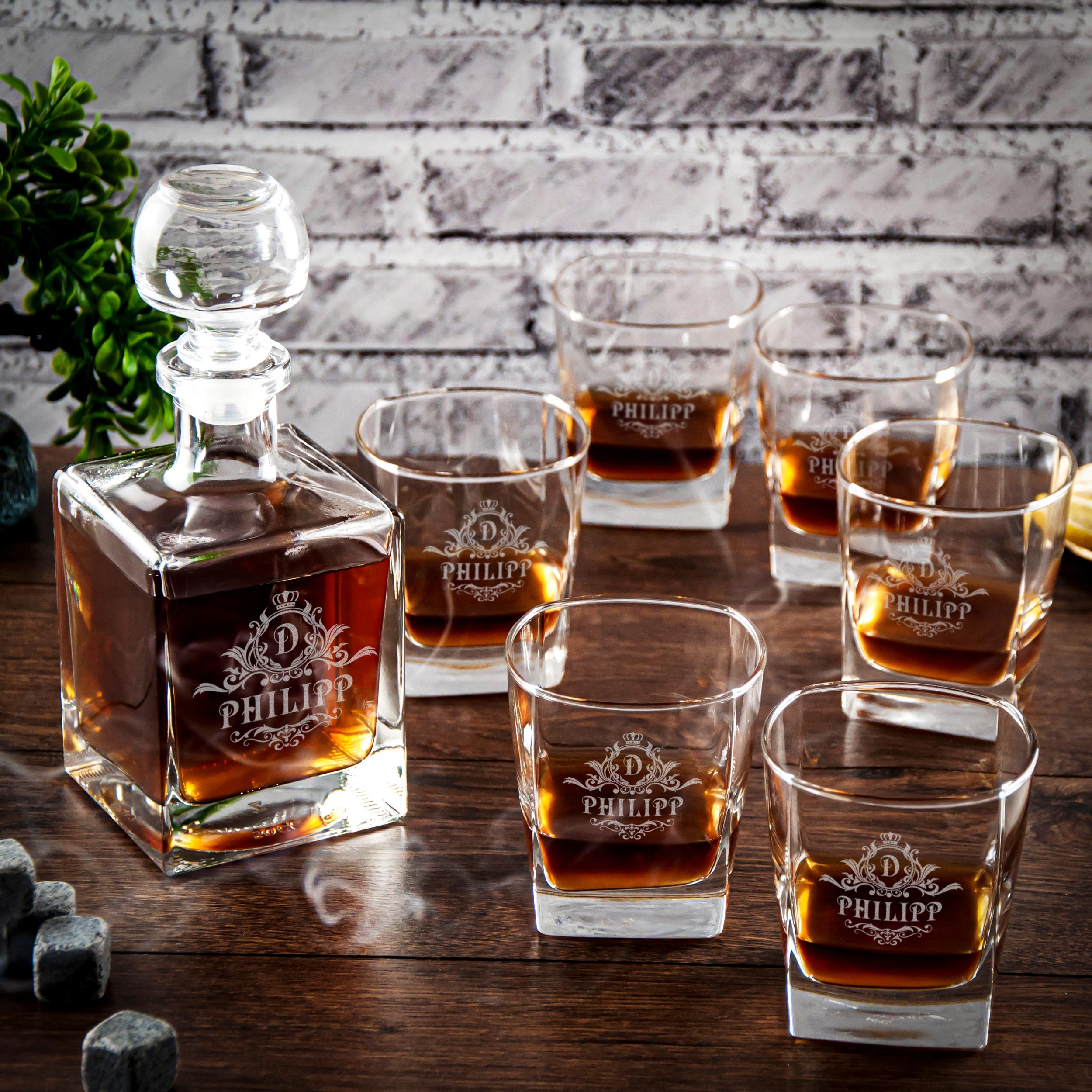 Personalized Whiskey Set Decanter & Glasses - Christmas Gift for Husband