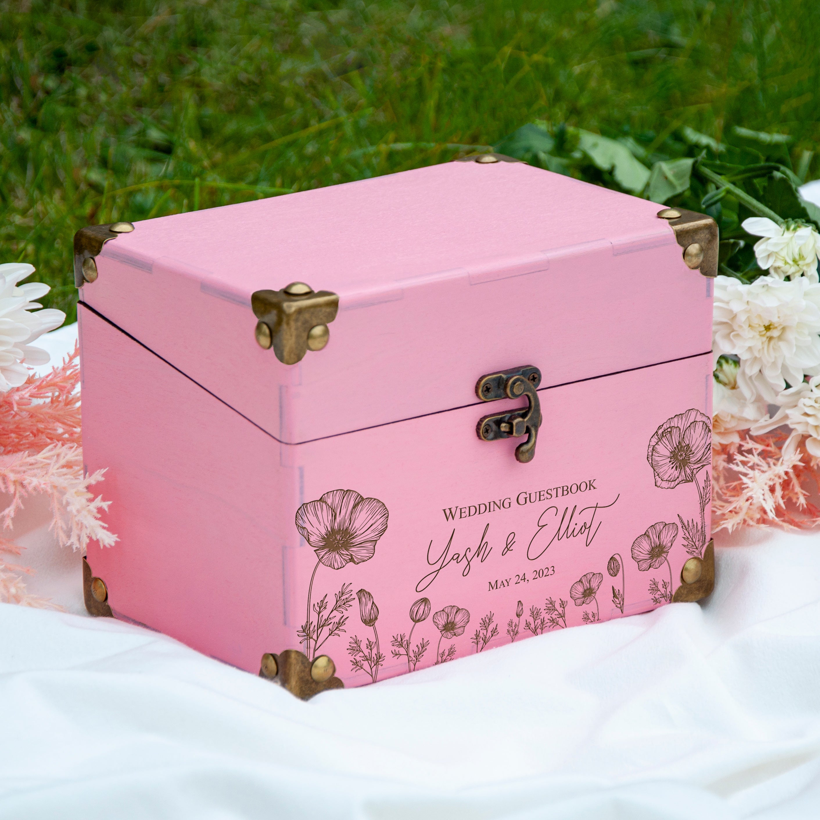 Personalized Guest Book Alternative Floral - Unique Wedding Guestbook with Advice