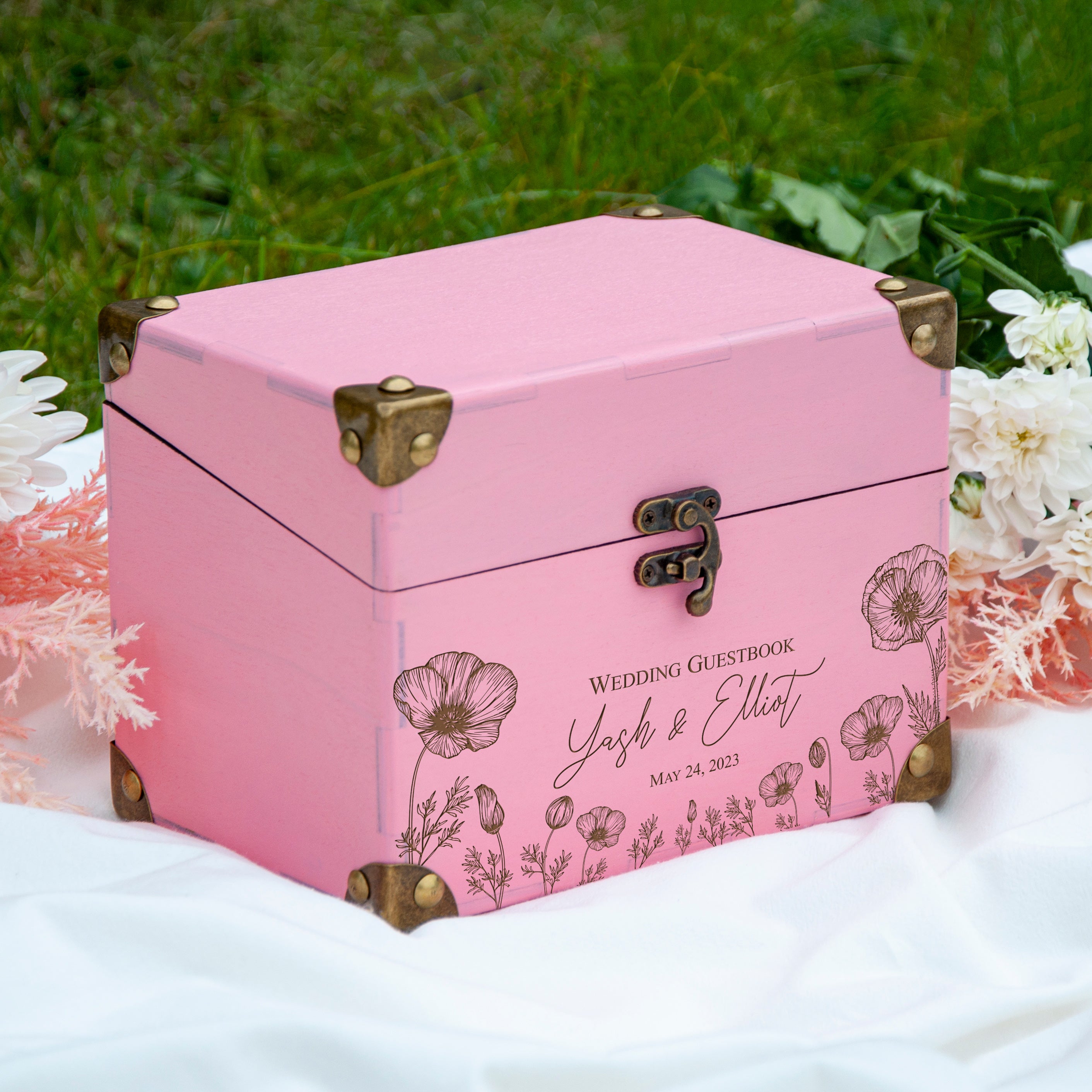 Personalized Guest Book Alternative Floral - Unique Wedding Guestbook with Advice