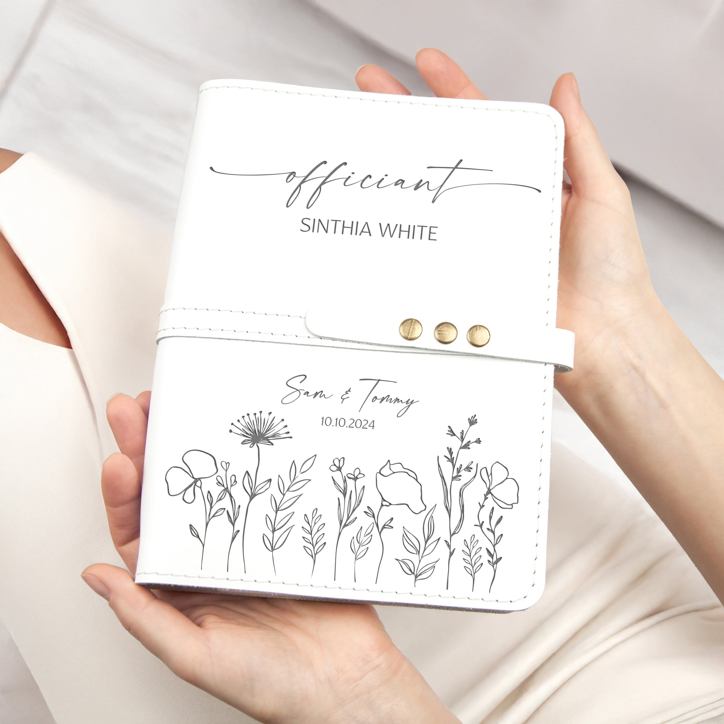 Wedding Ceremony Book for Officiant - Engraved Leather Journal