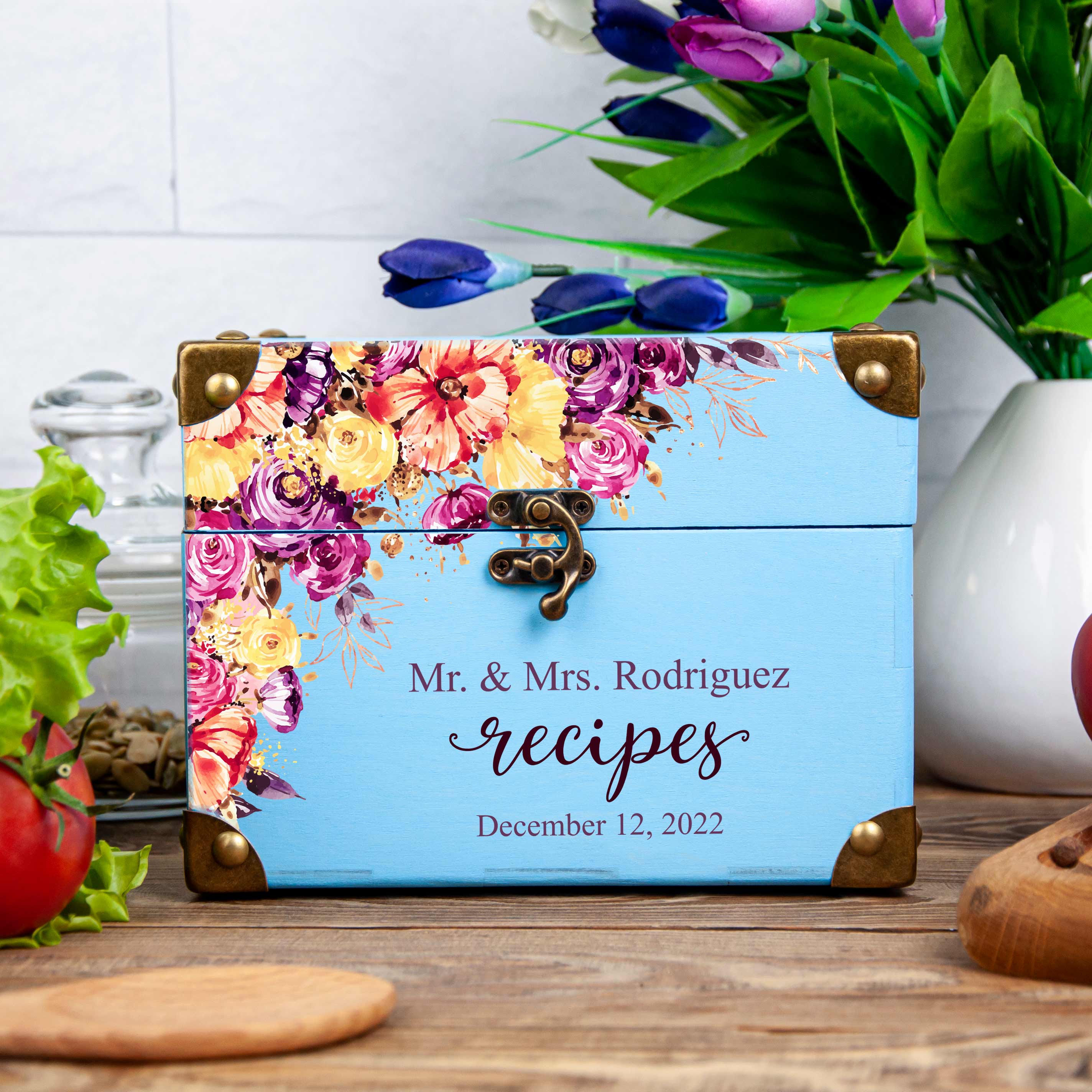 Mr and Mrs Recipe Card Box for Bridal Shower - Family Christmas Gift