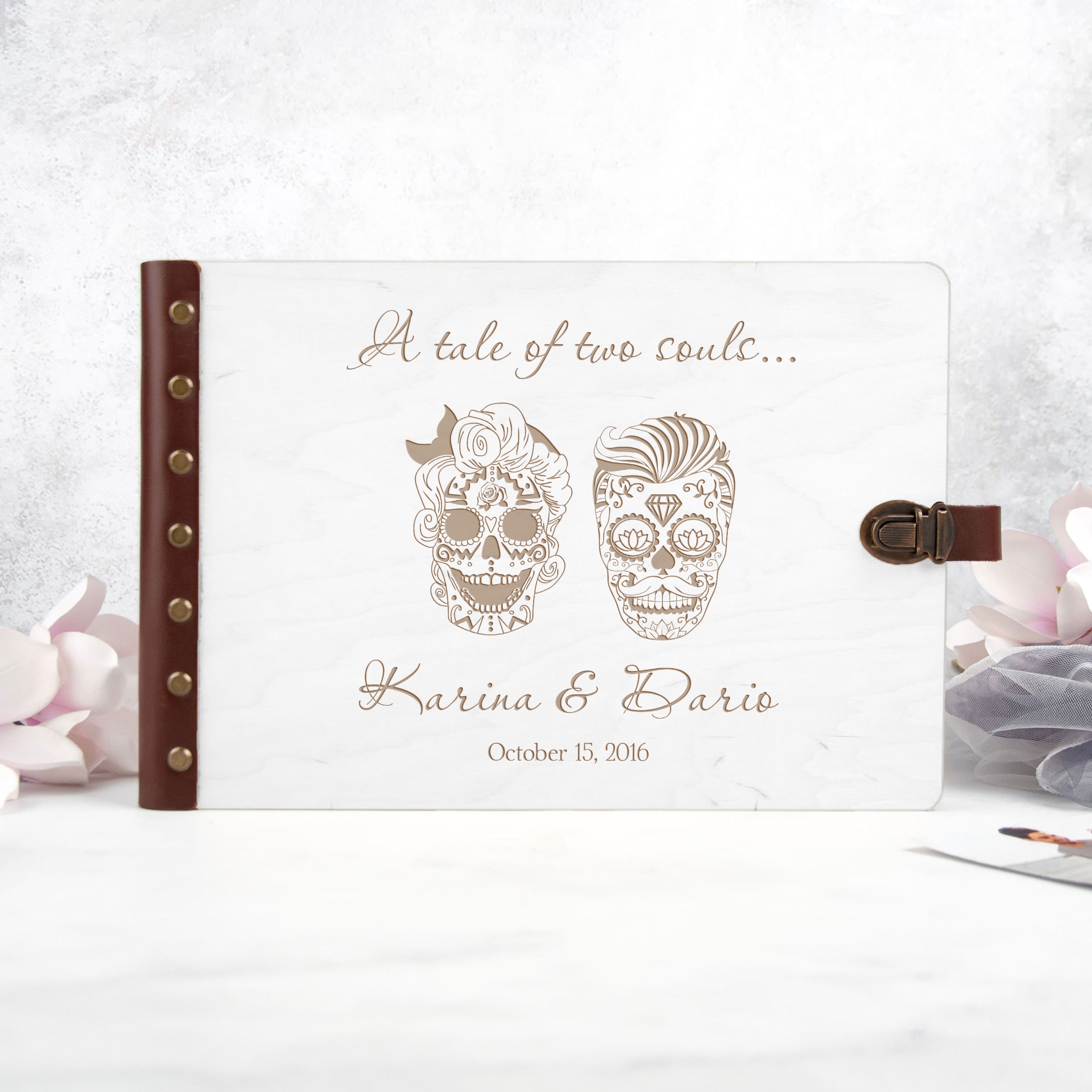 Halloween Wedding Photo Album - Personalized Sugar Skull Wedding Album