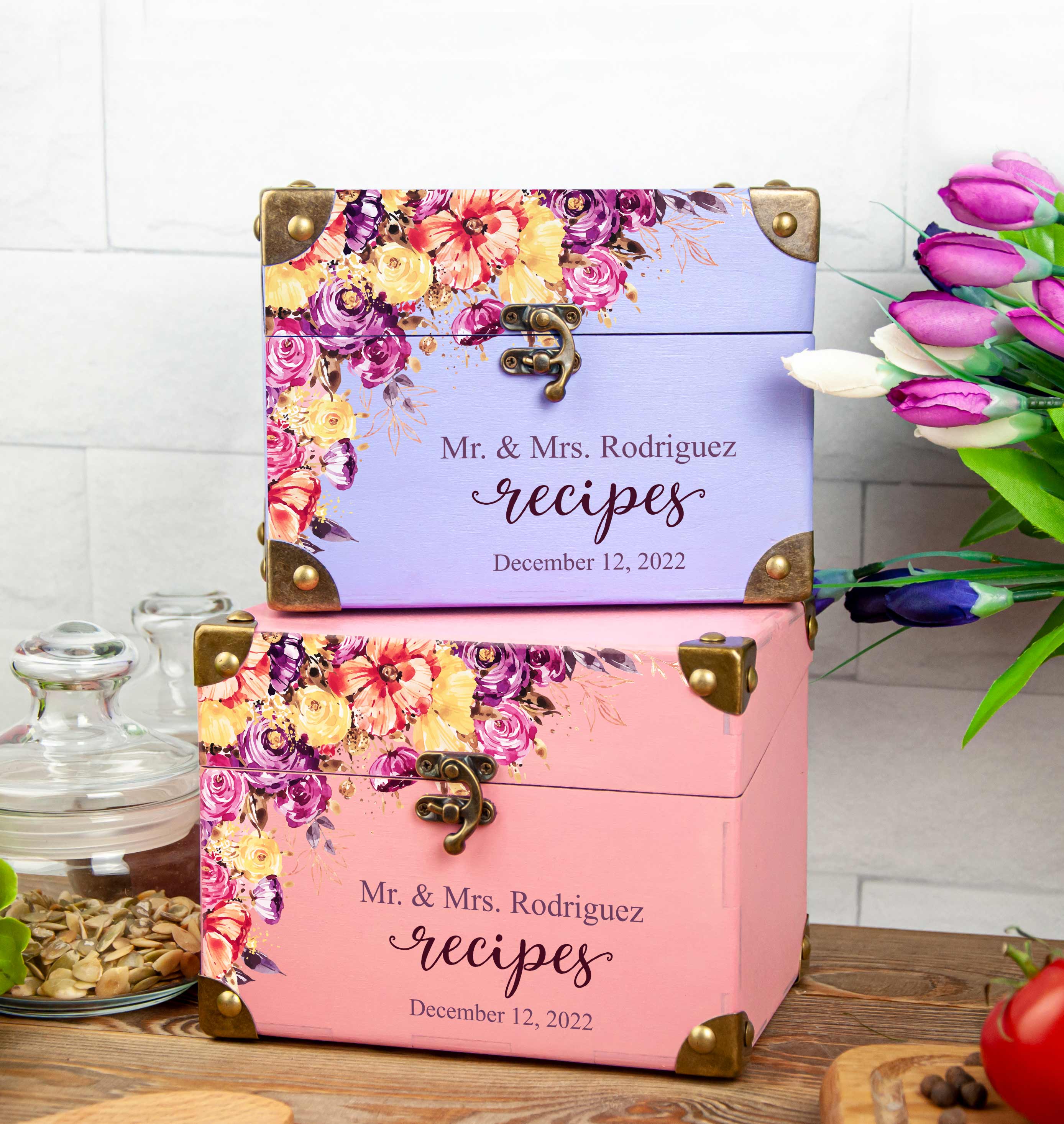Mr and Mrs Recipe Card Box for Bridal Shower - Family Christmas Gift