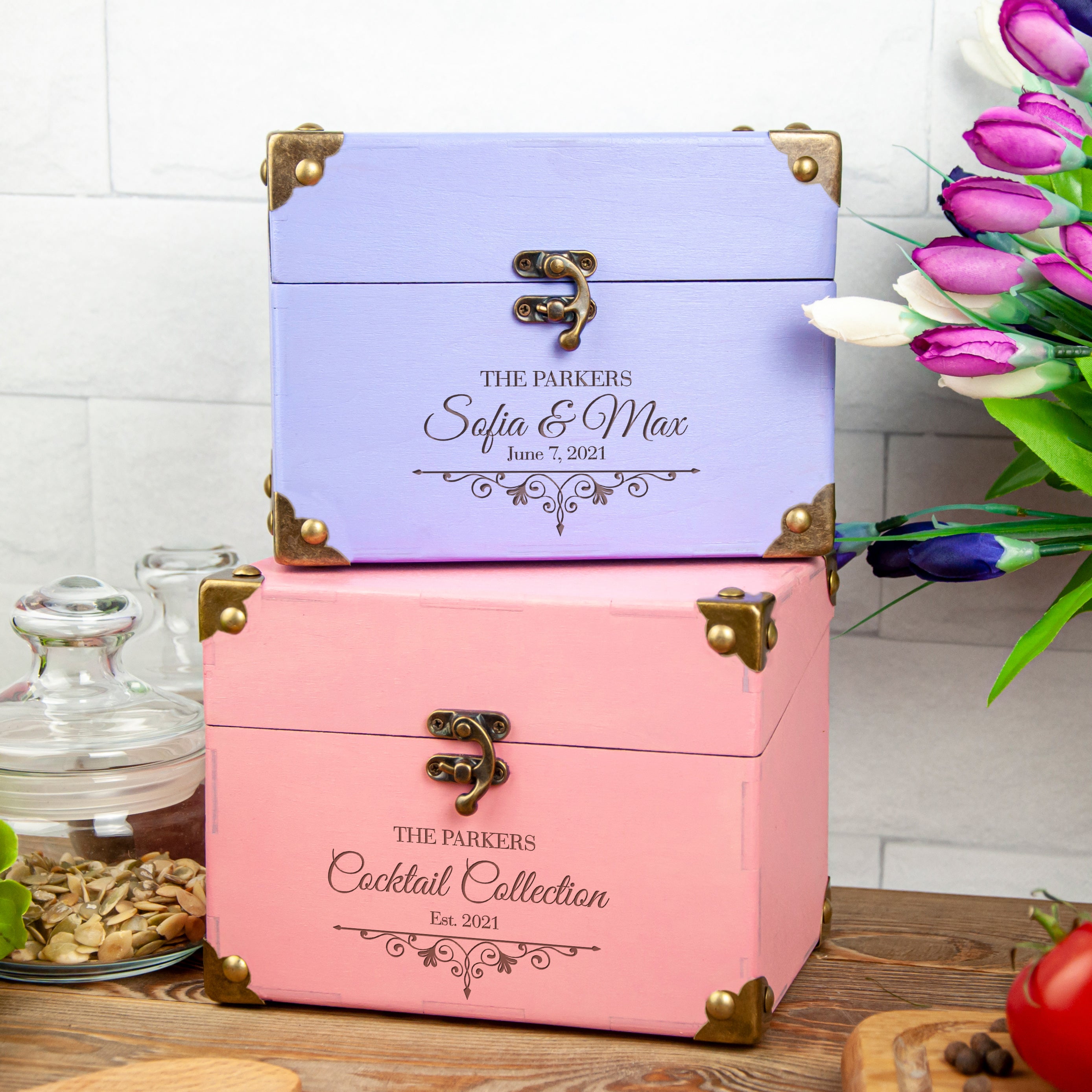 Recipe Box for Bridal Shower - Customized Recipe Box for Daughter on Wedding