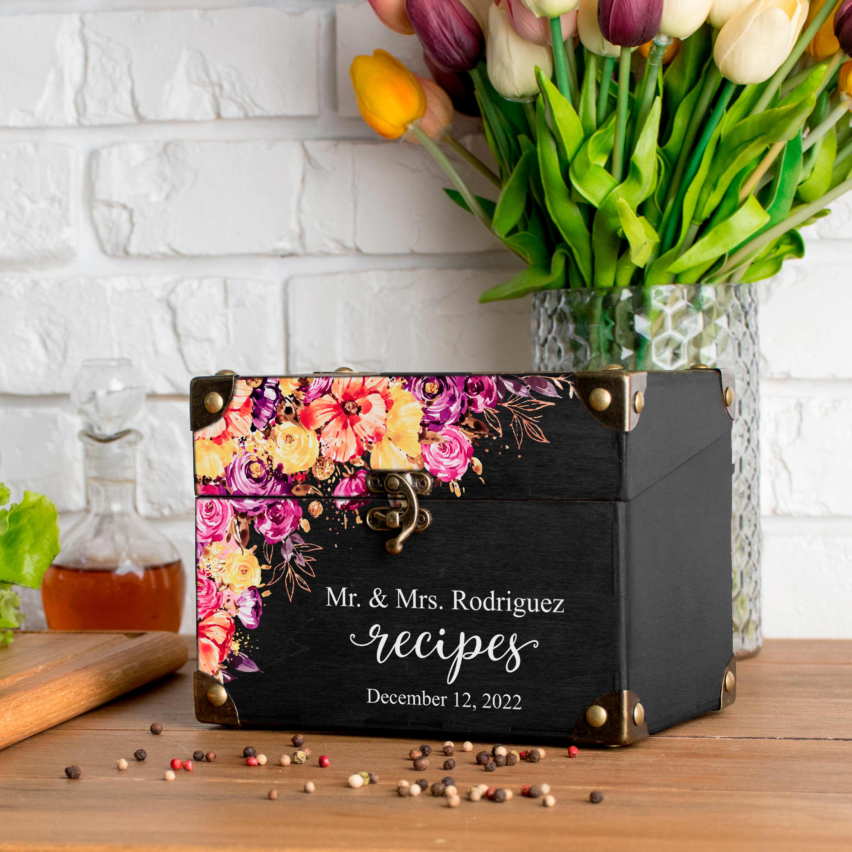 Mr and Mrs Recipe Card Box for Bridal Shower - Family Christmas Gift