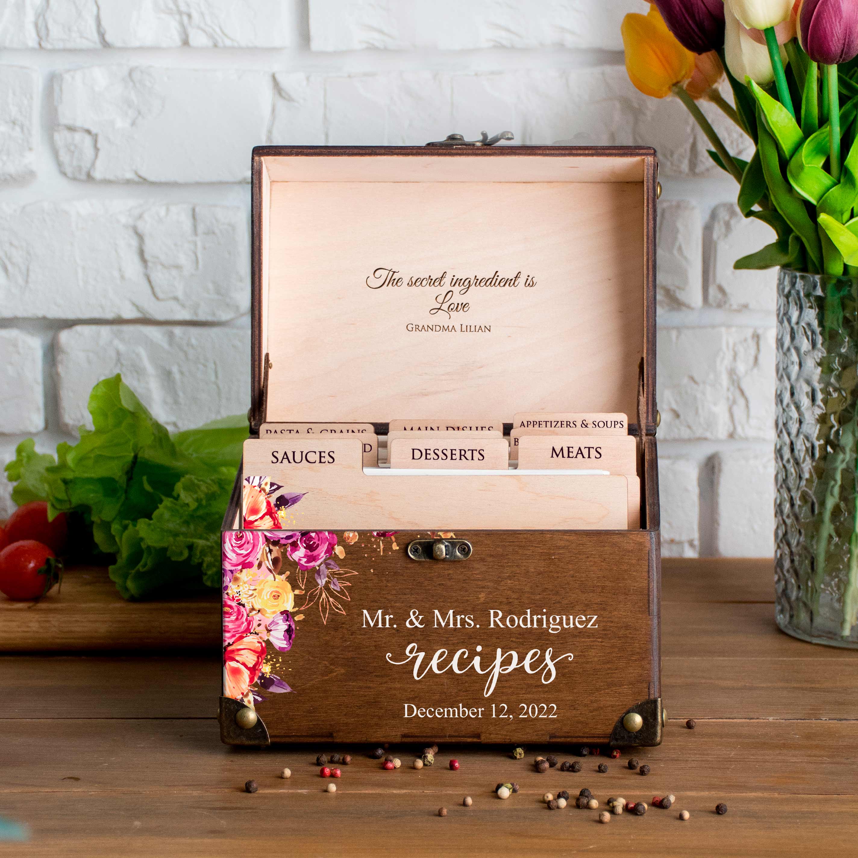 Mr and Mrs Recipe Card Box for Bridal Shower - Family Christmas Gift