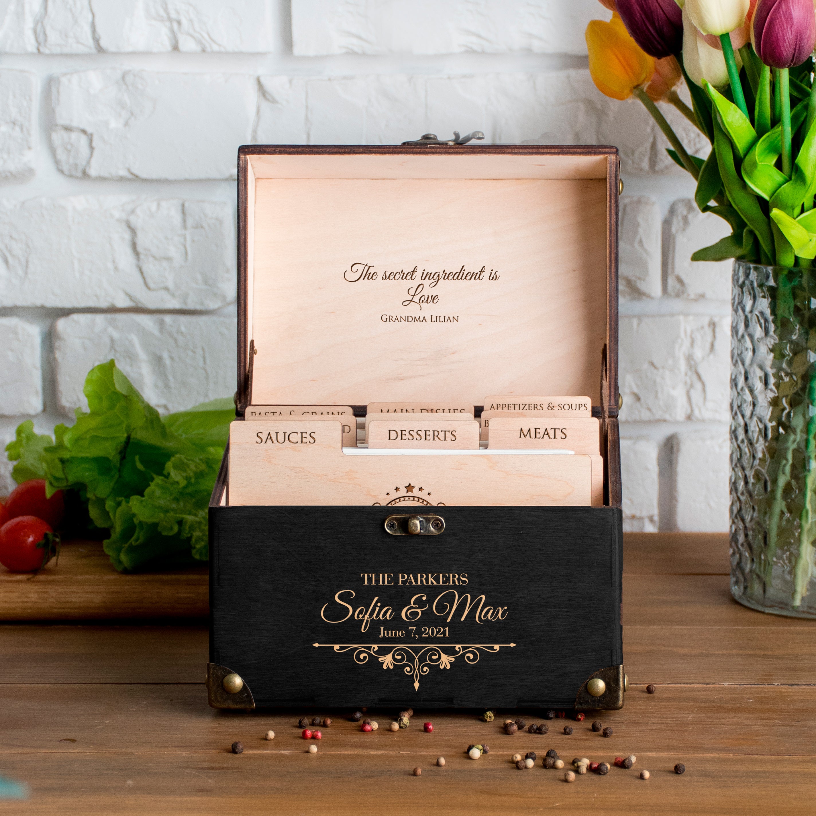 Recipe Box for Bridal Shower - Customized Recipe Box for Daughter on Wedding