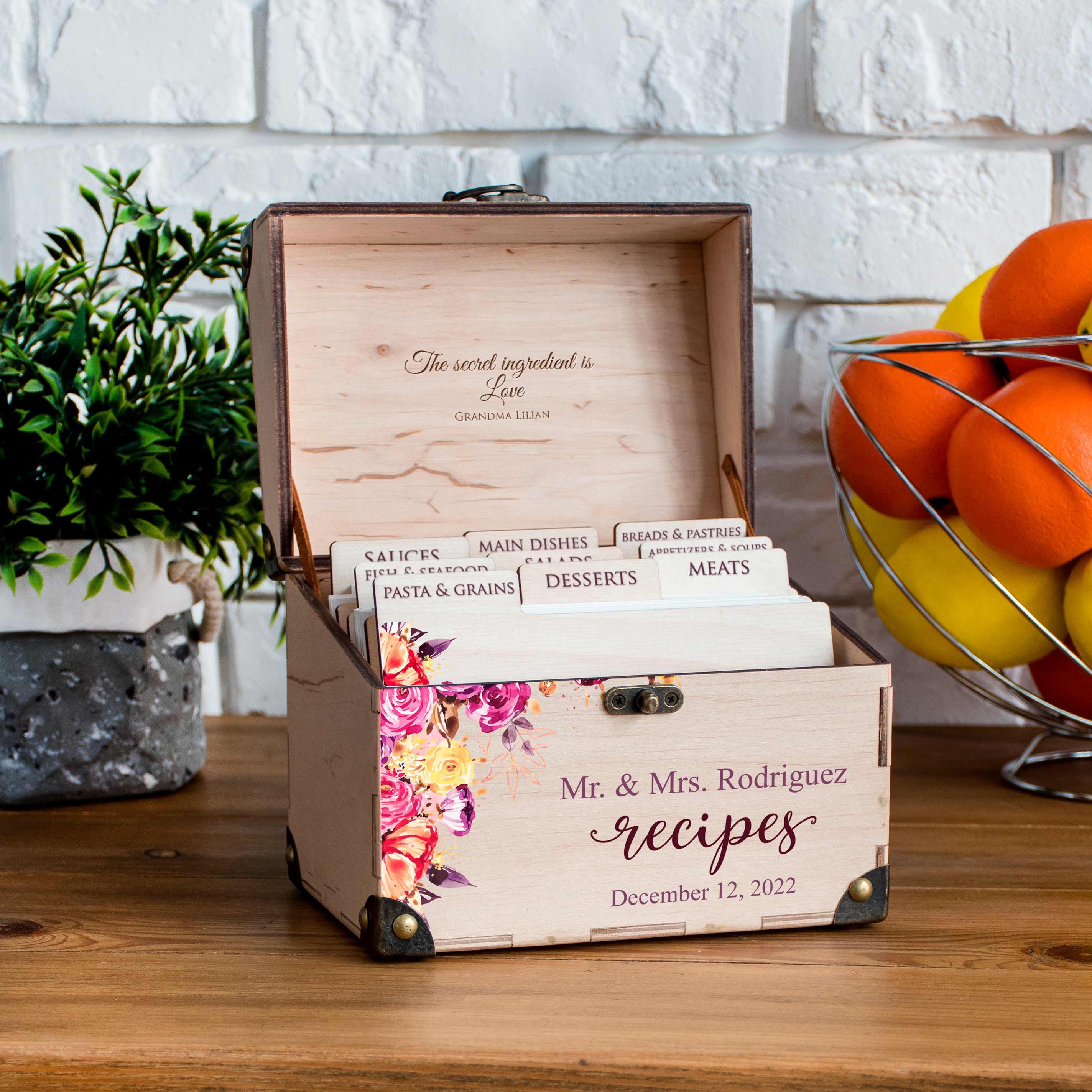 Mr and Mrs Recipe Card Box for Bridal Shower - Family Christmas Gift