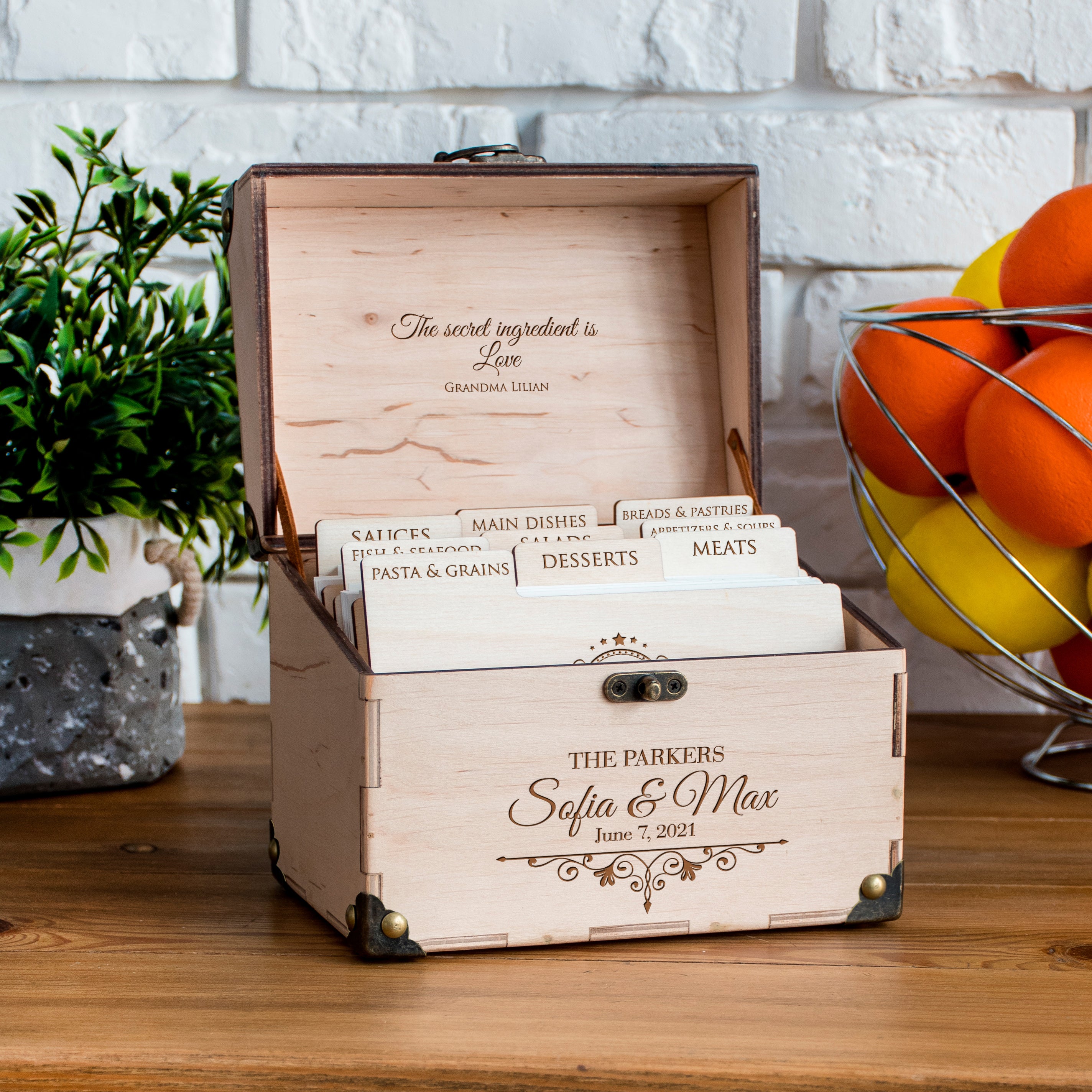 Recipe Box for Bridal Shower - Customized Recipe Box for Daughter on Wedding