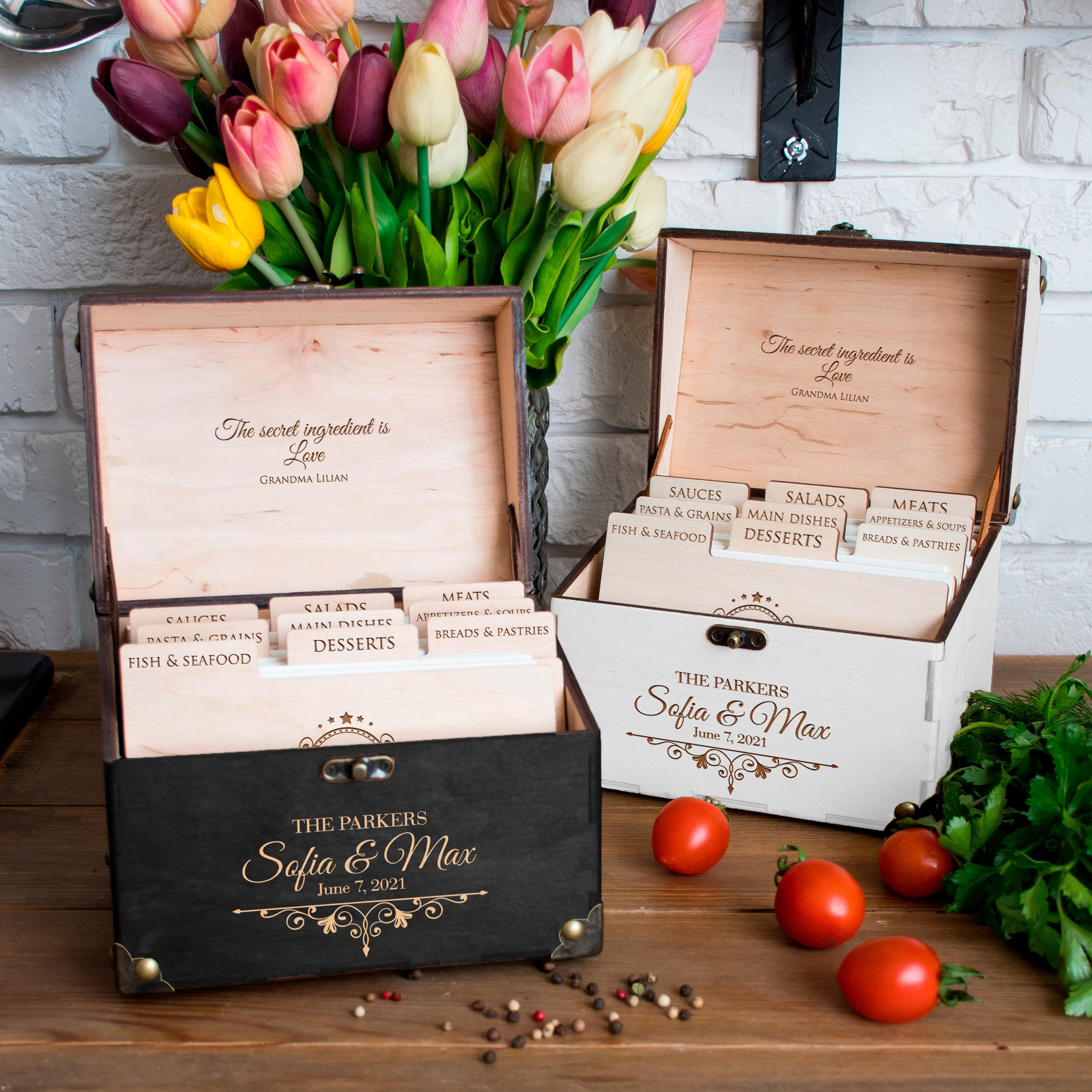 Recipe Box for Bridal Shower - Customized Recipe Box for Daughter on Wedding