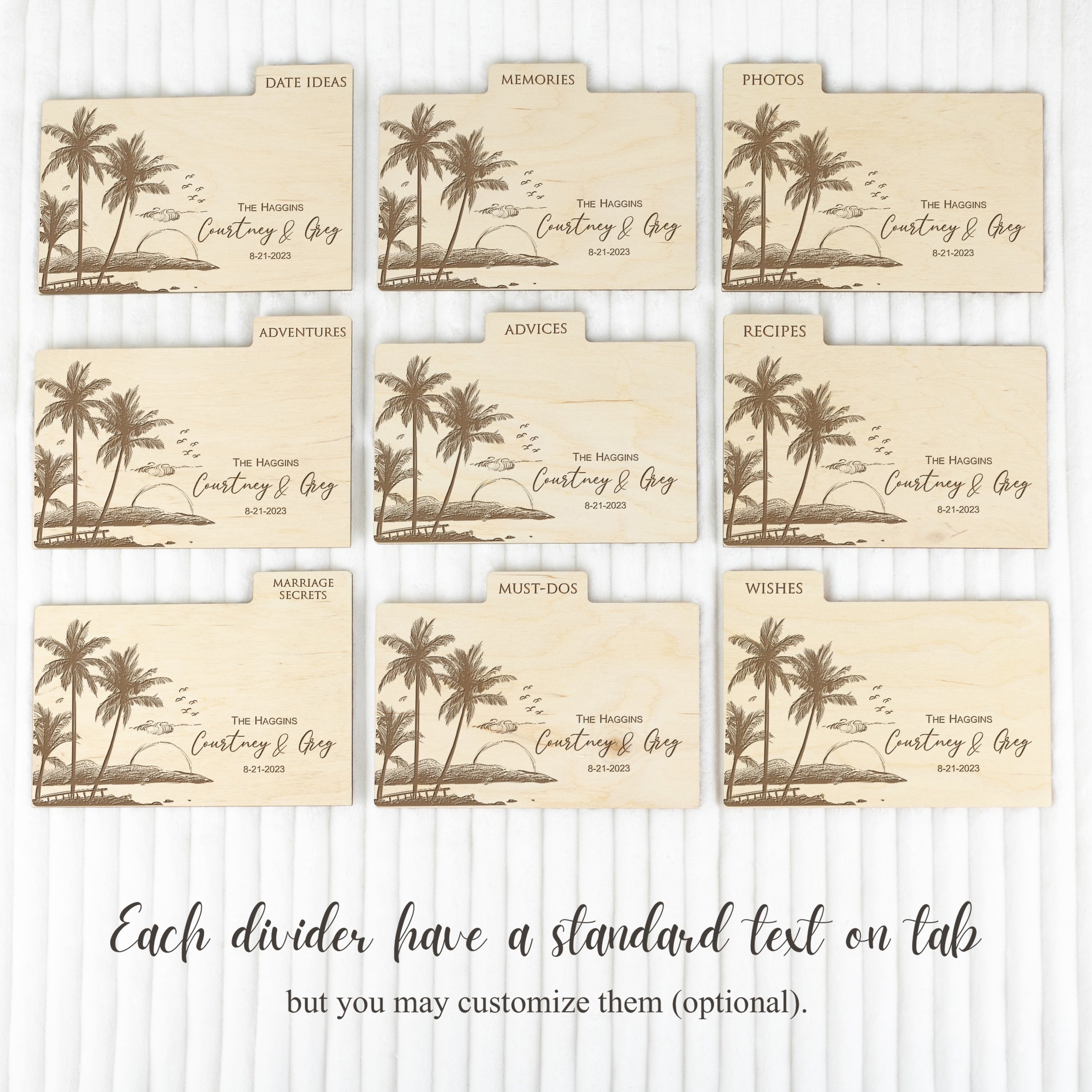Alternative Wedding Guest Book for Beach & Destination Weddings - Wooden Card Box with Palm Leaves