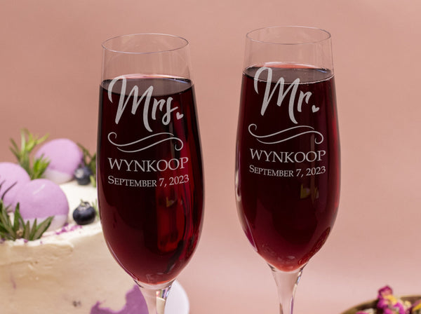 Personalized Wedding Flutes - Champagne Toasting Glasses