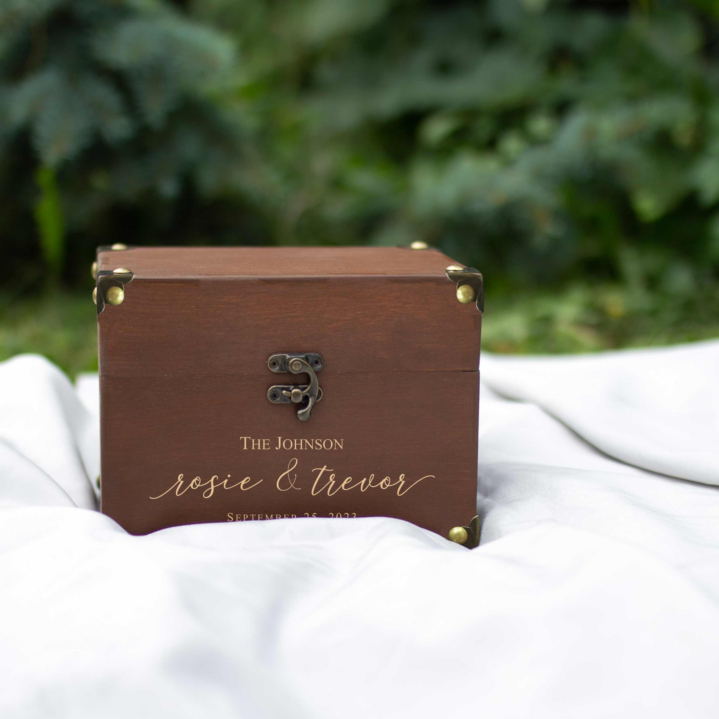 Wedding Guest Book Alternative - Wedding Advice Card Box with Lock - Bridal Shower Gifts