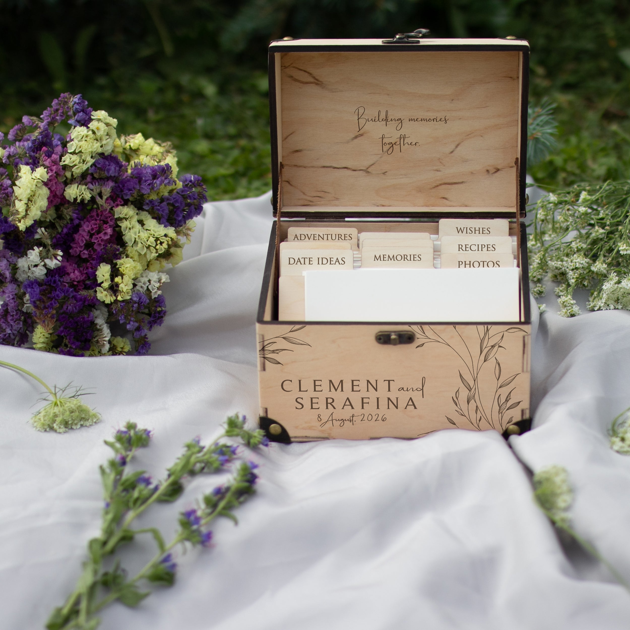 Personalized Wedding Advice Box: Greenery Keepsake Guest Book Alternative