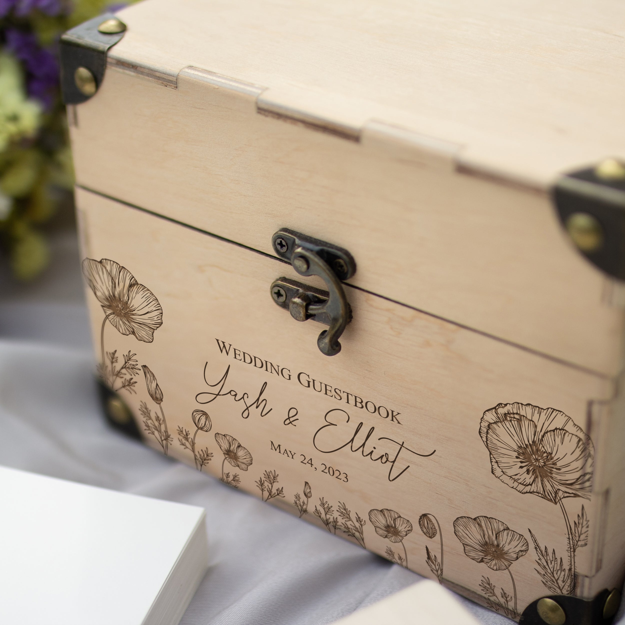 Personalized Guest Book Alternative Floral - Unique Wedding Guestbook with Advice