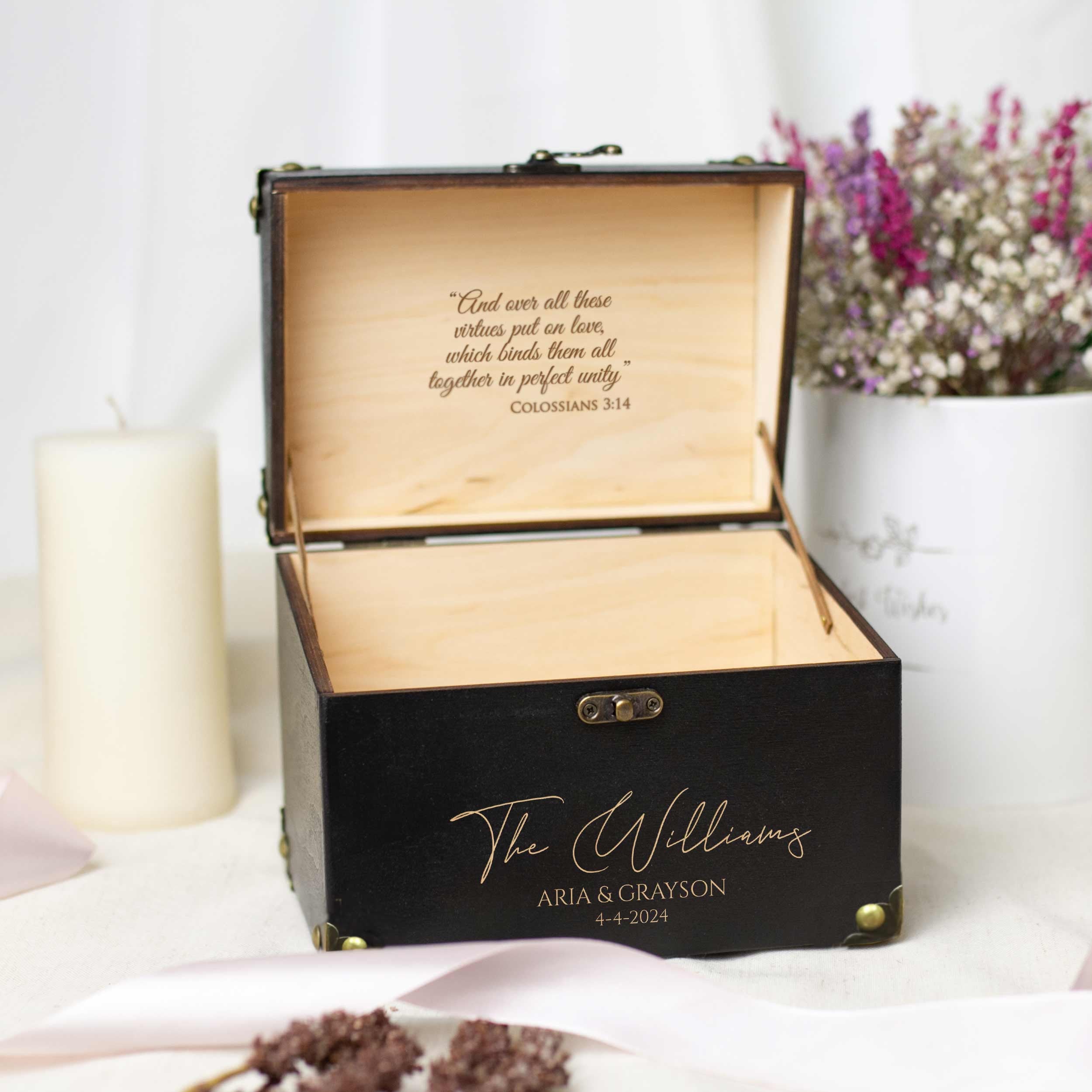 Alternative Wedding Guest Book - Wedding Memory & Advice Box with Lock