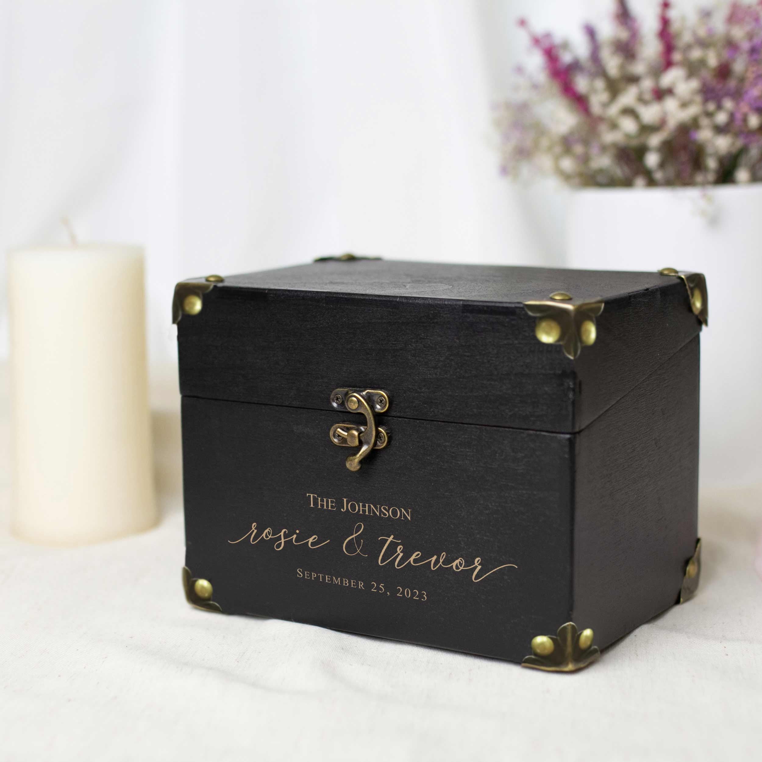 Wedding Guest Book Alternative - Wedding Advice Card Box with Lock - Bridal Shower Gifts