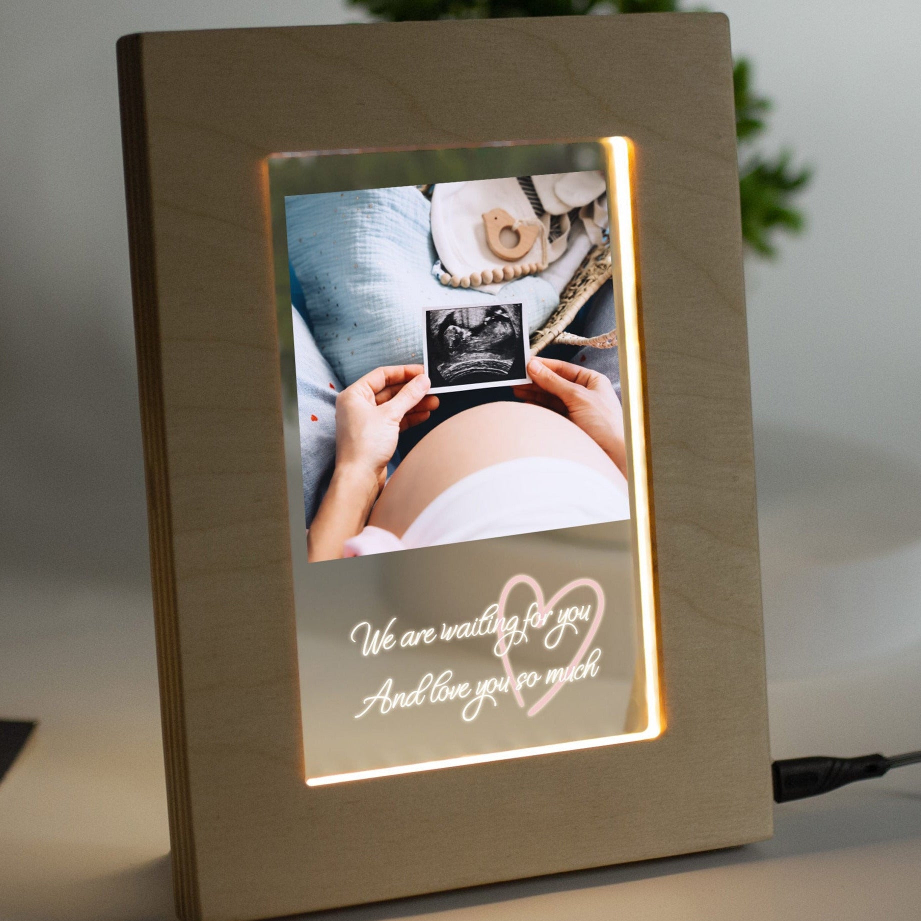 Custom Acrylic Frame with LED Light - Unique Gift for Mom to Be