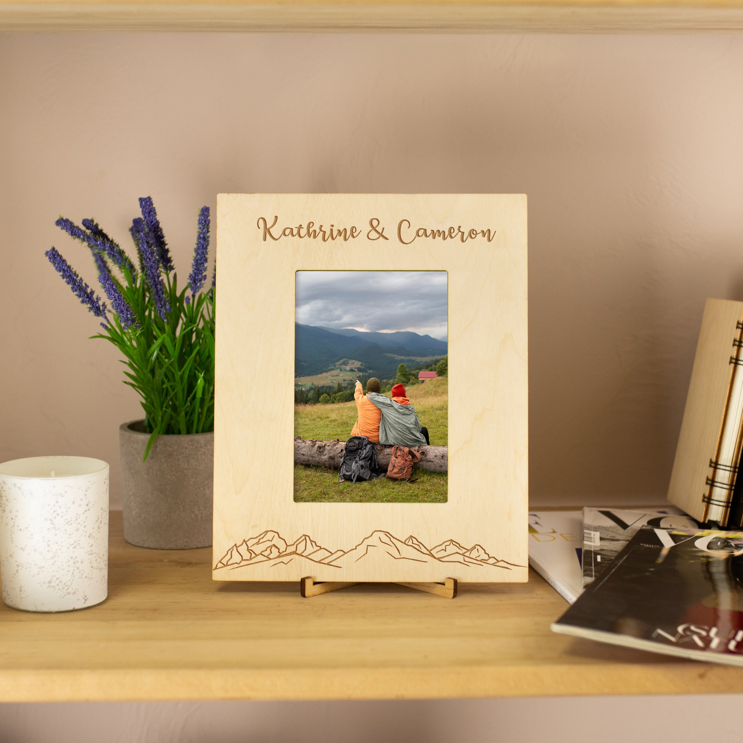Custom Picture Frame with Mountains - Anniversary Gift