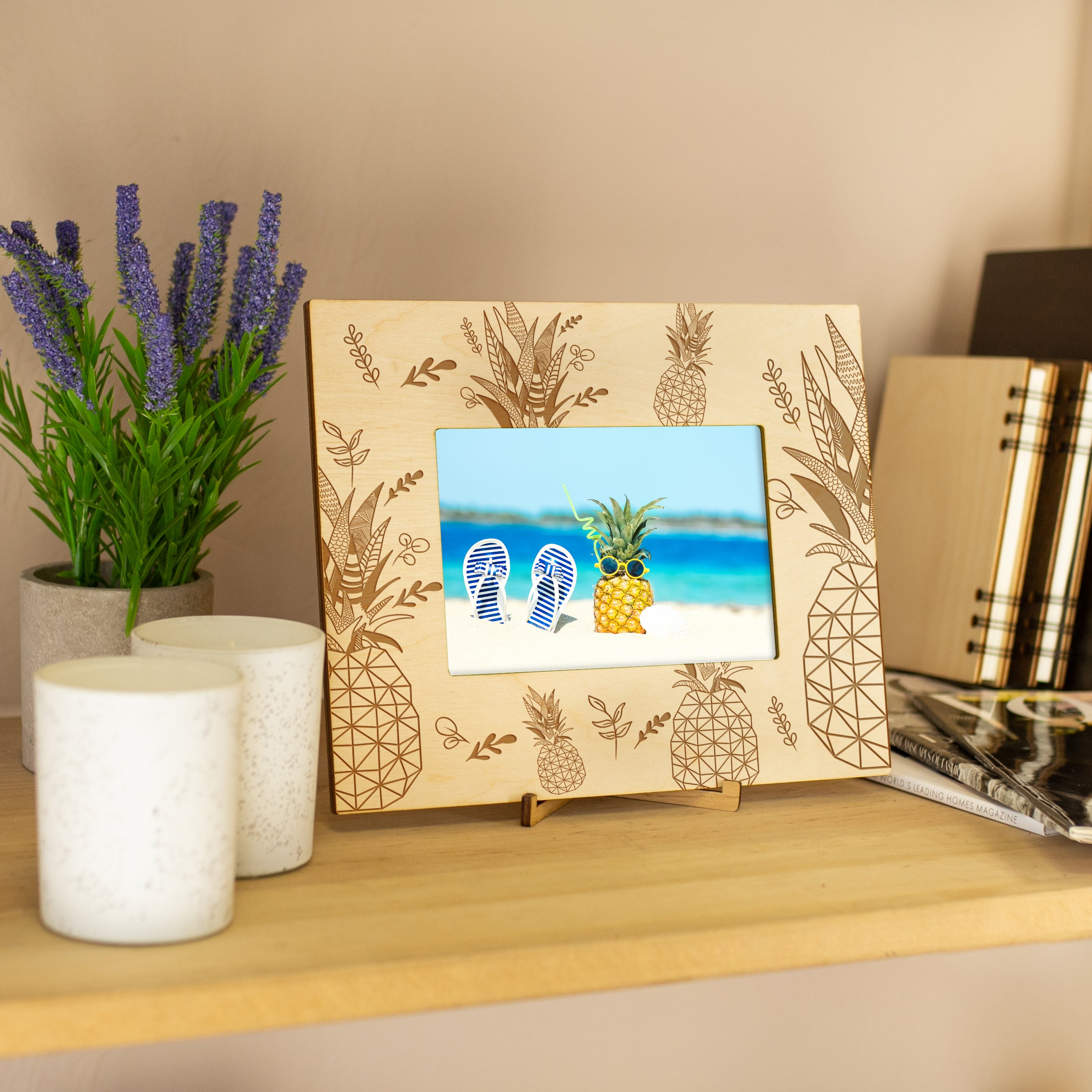 Pineapple Picture Frame - Tropical Wood Photo Frame