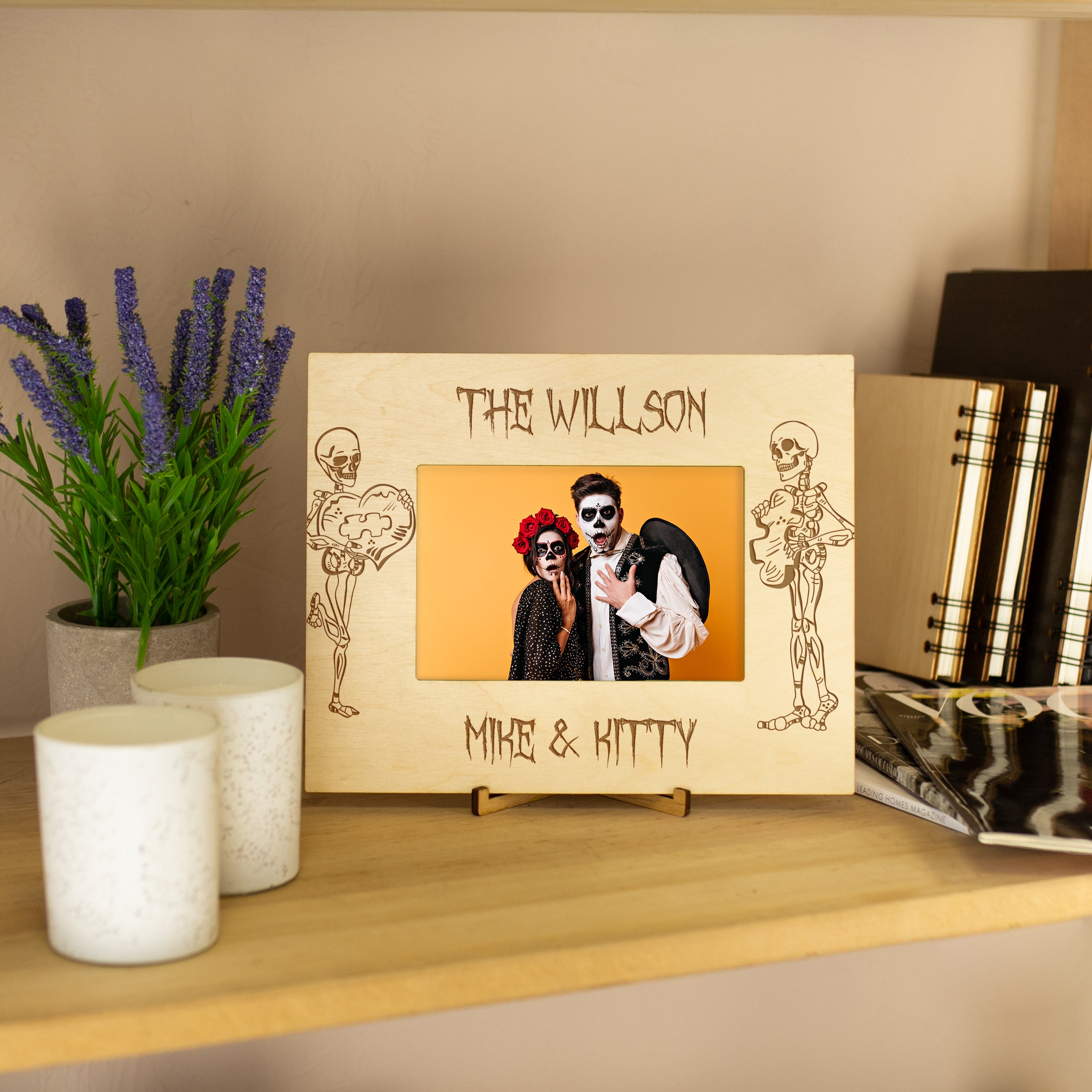 Gothic Wedding Frame with Skeleton Bride & Groom