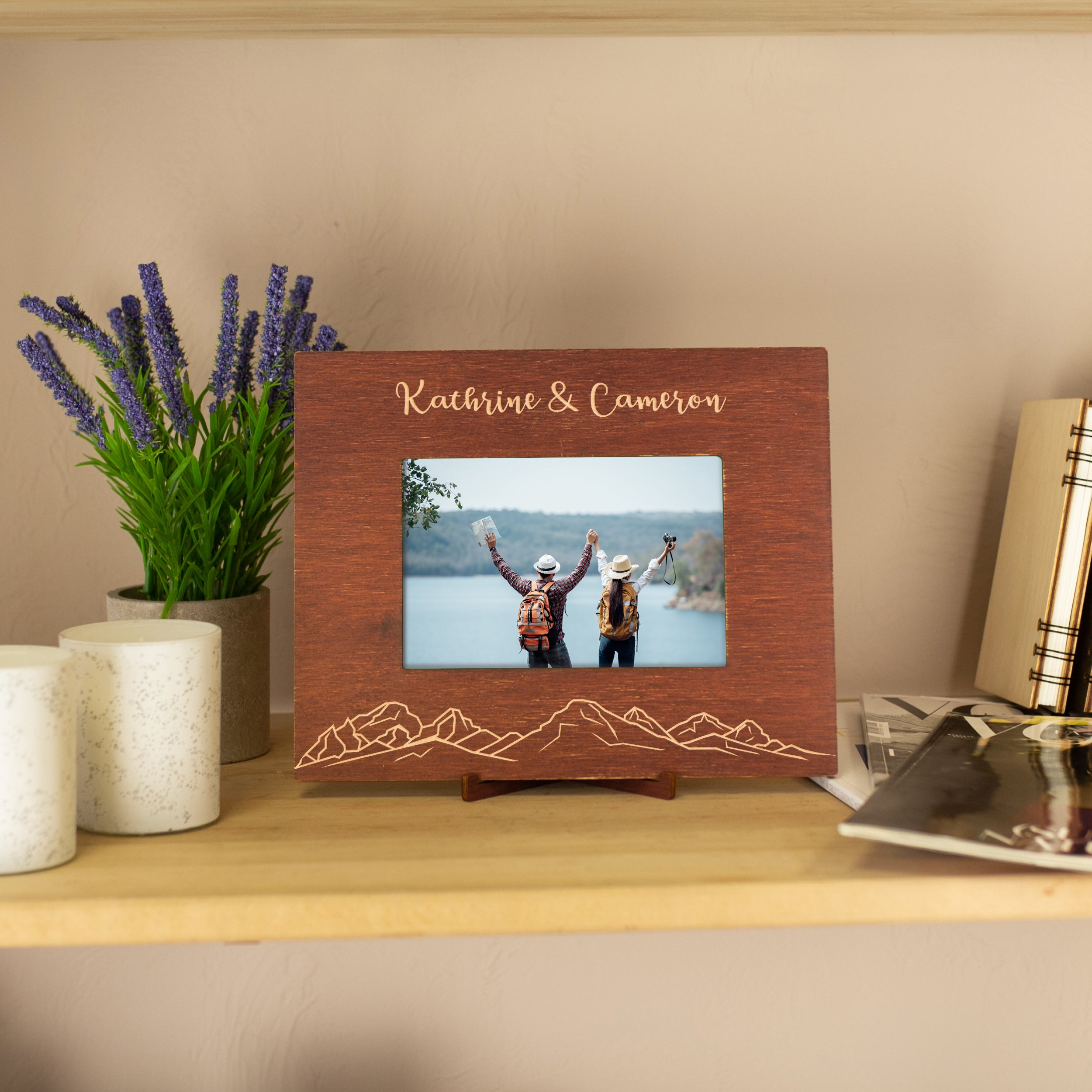 Custom Picture Frame with Mountains - Anniversary Gift