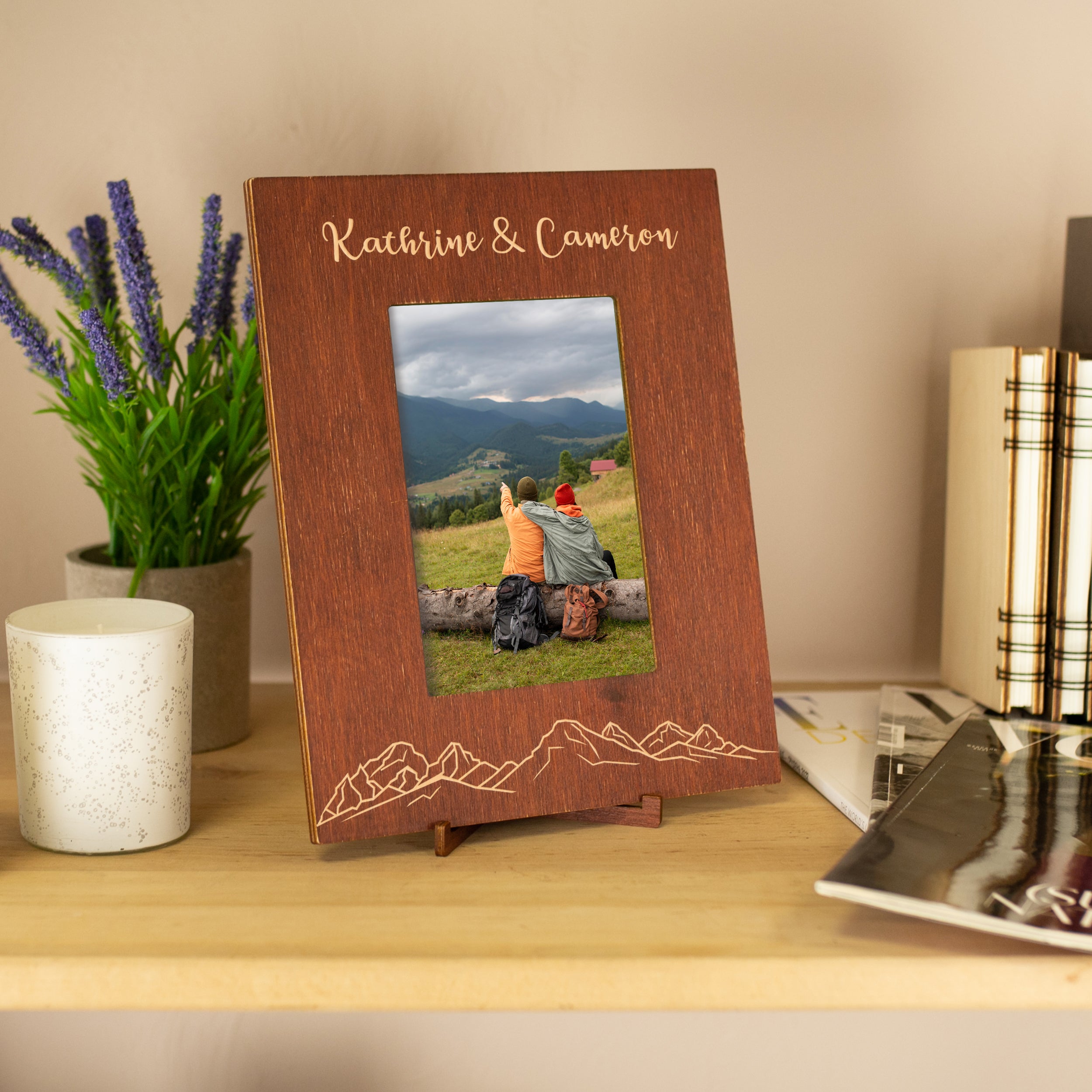 Custom Picture Frame with Mountains - Anniversary Gift