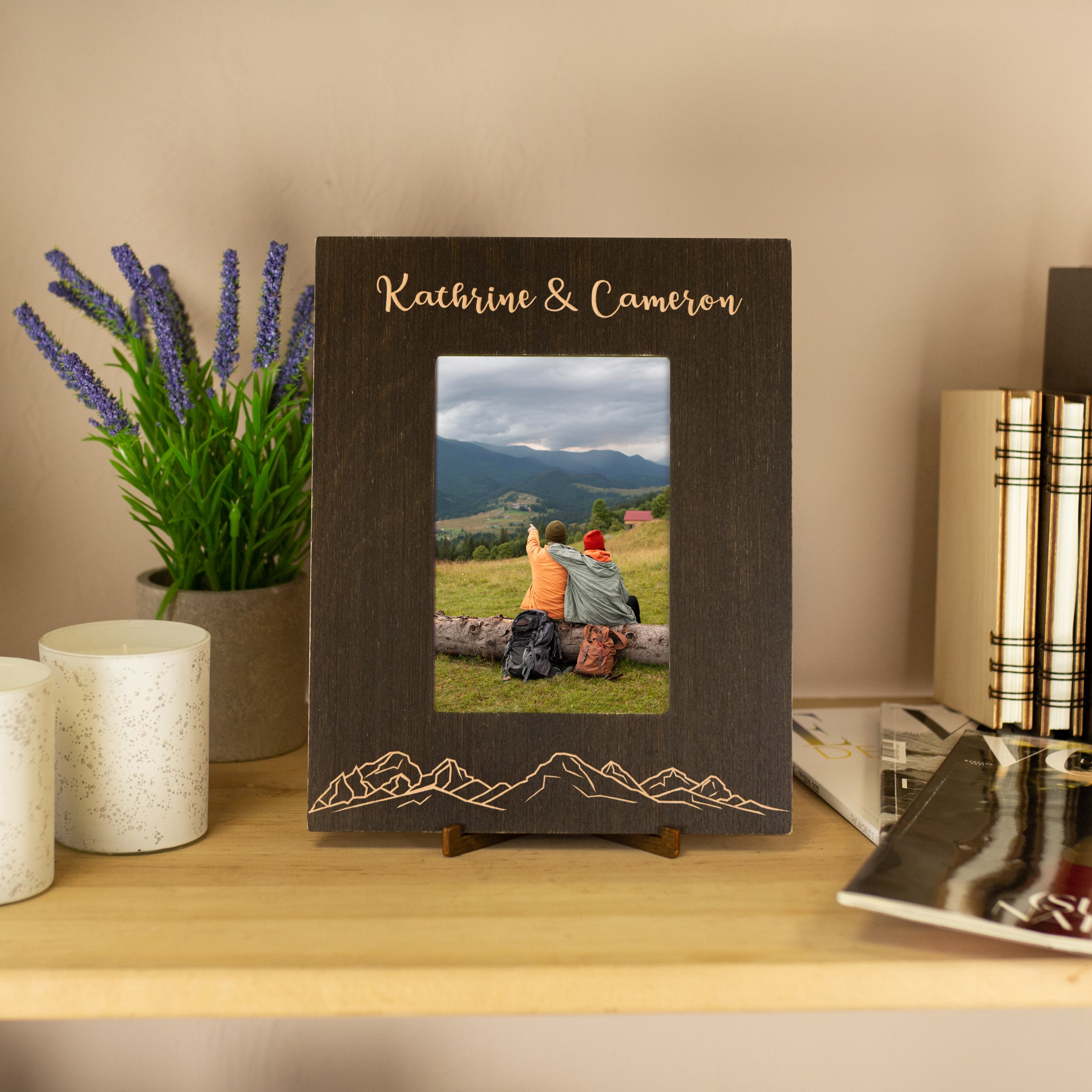 Custom Picture Frame with Mountains - Anniversary Gift