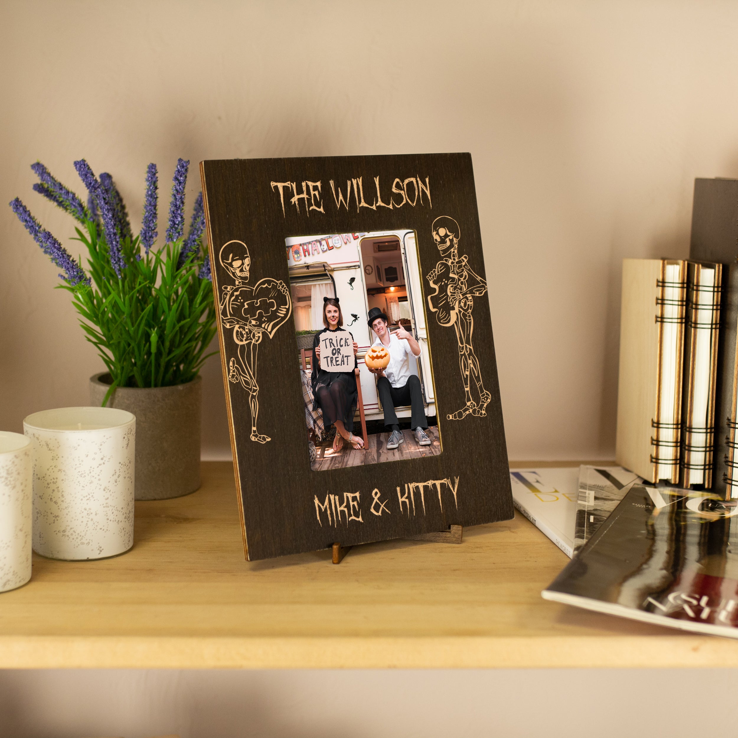 Gothic Wedding Frame with Skeleton Bride & Groom
