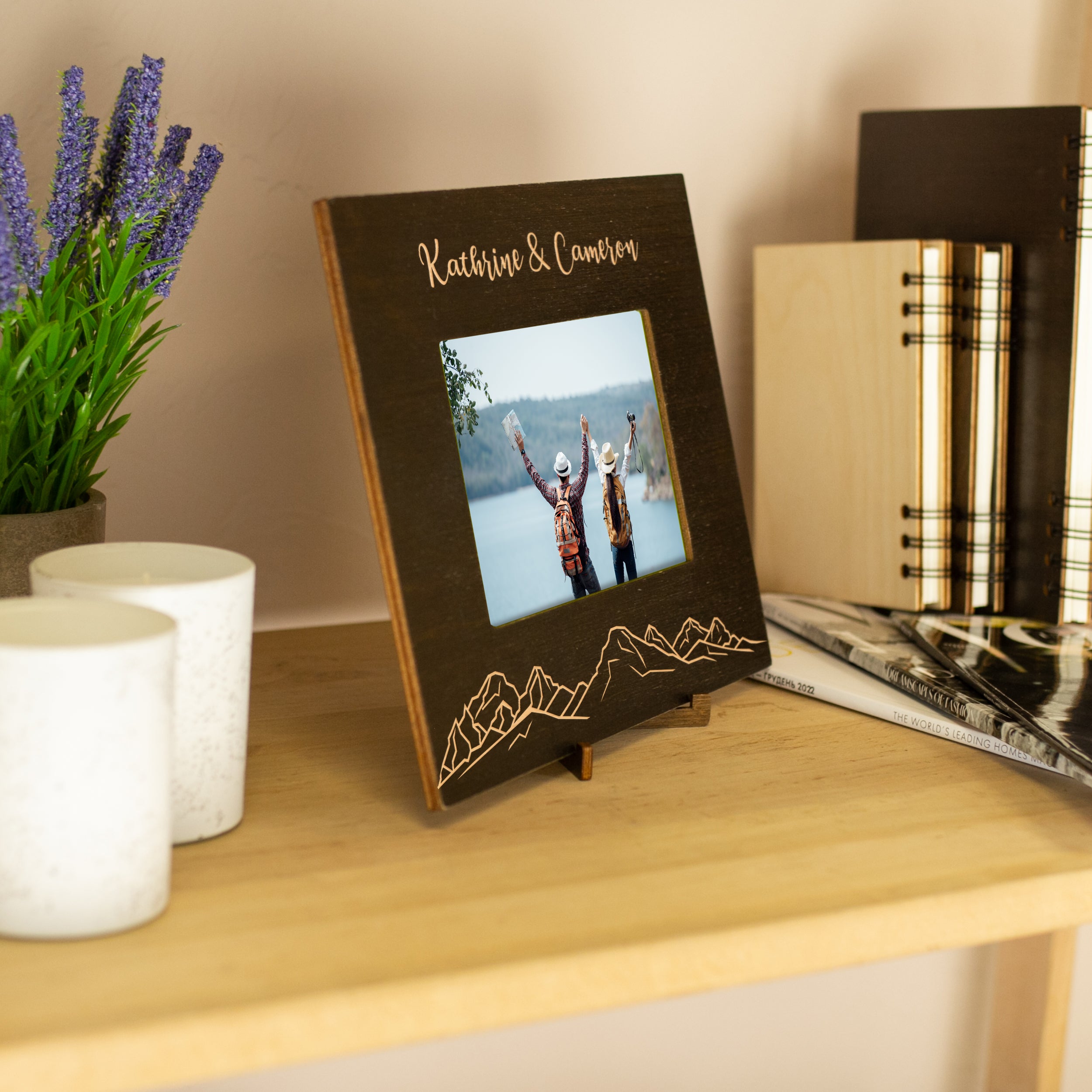 Custom Picture Frame with Mountains - Anniversary Gift