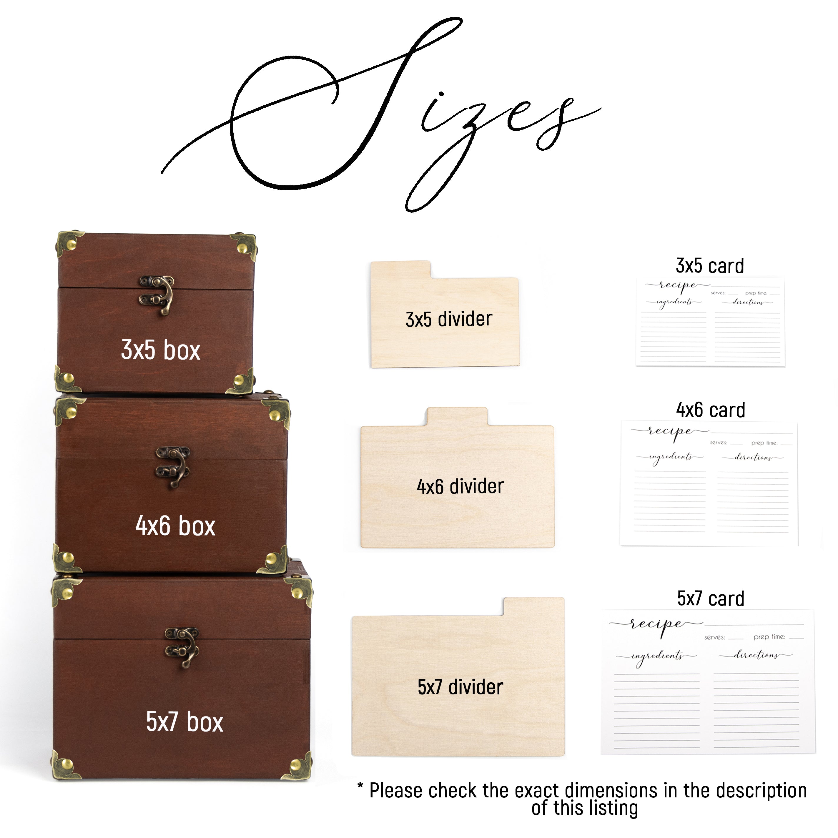 Wooden Recipe Organizer with Dividers & Cards - Bridal Shower Gift for Bride to Be