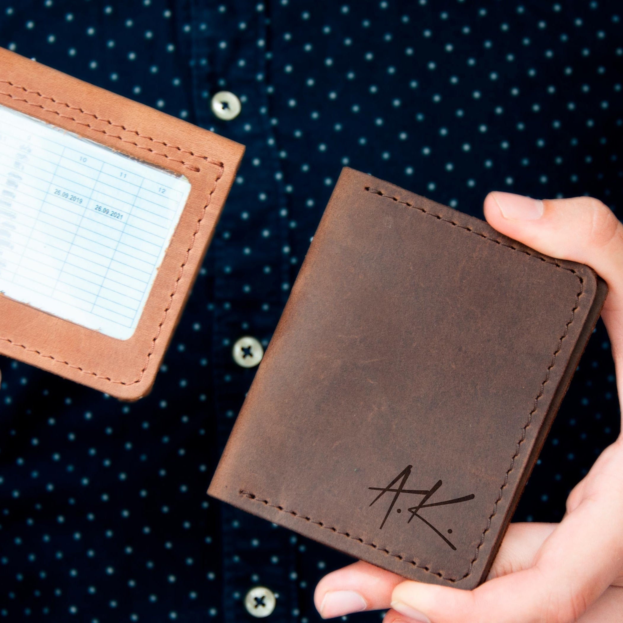 Leather ID wallet - Father's Day Gift for Dad