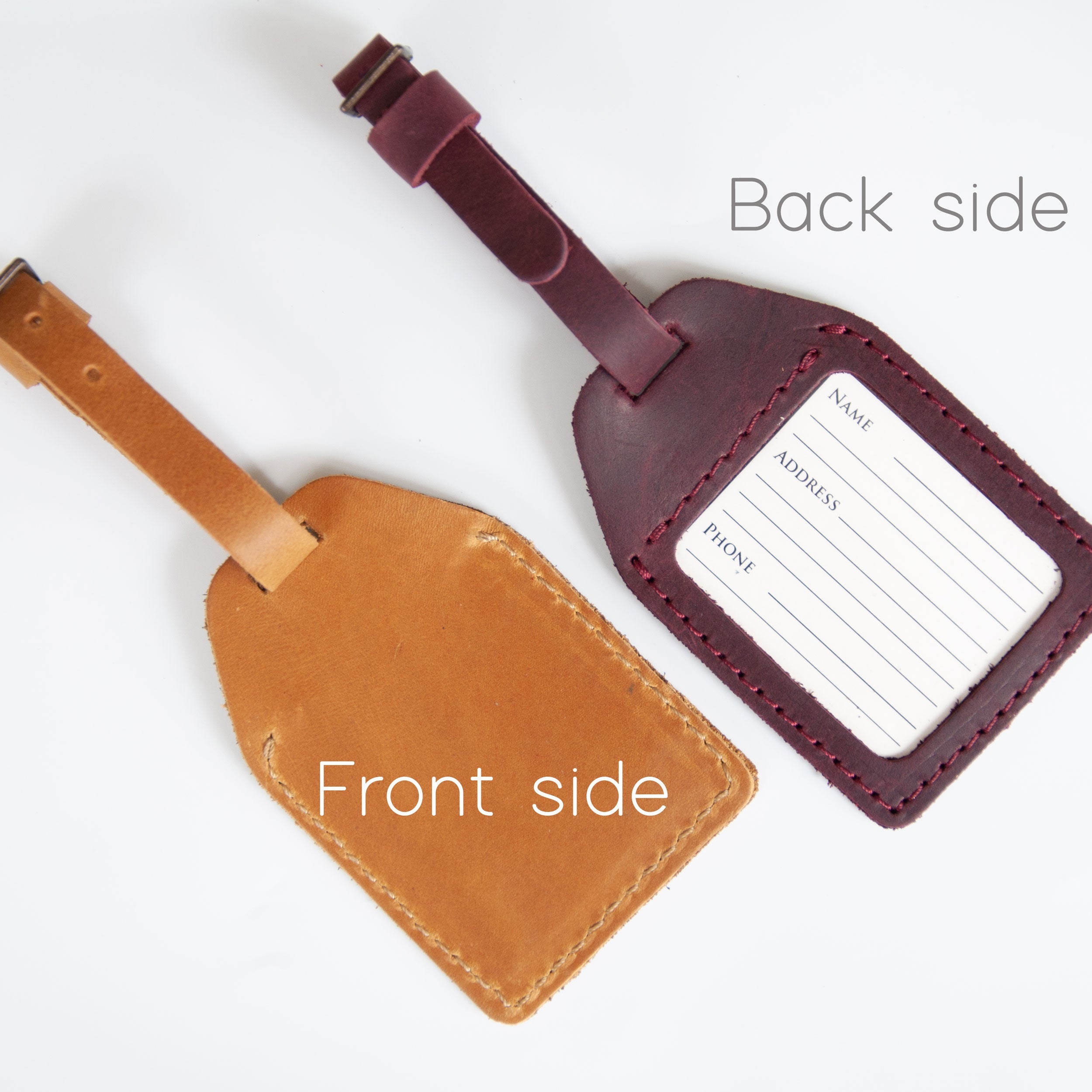 Personalized Leather Luggage Tags Set of 2 - Honeymoon Gifts for Mr & Mrs