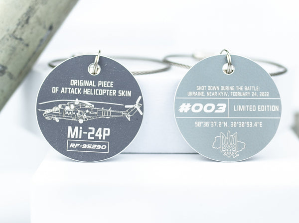 Original Aircraft Skin Mi-24, Airplane Keychain Tags Ukraine, Plane Keychain, Piece of Shot Down ru Attack Helicopter, Pilot Gifts for Men