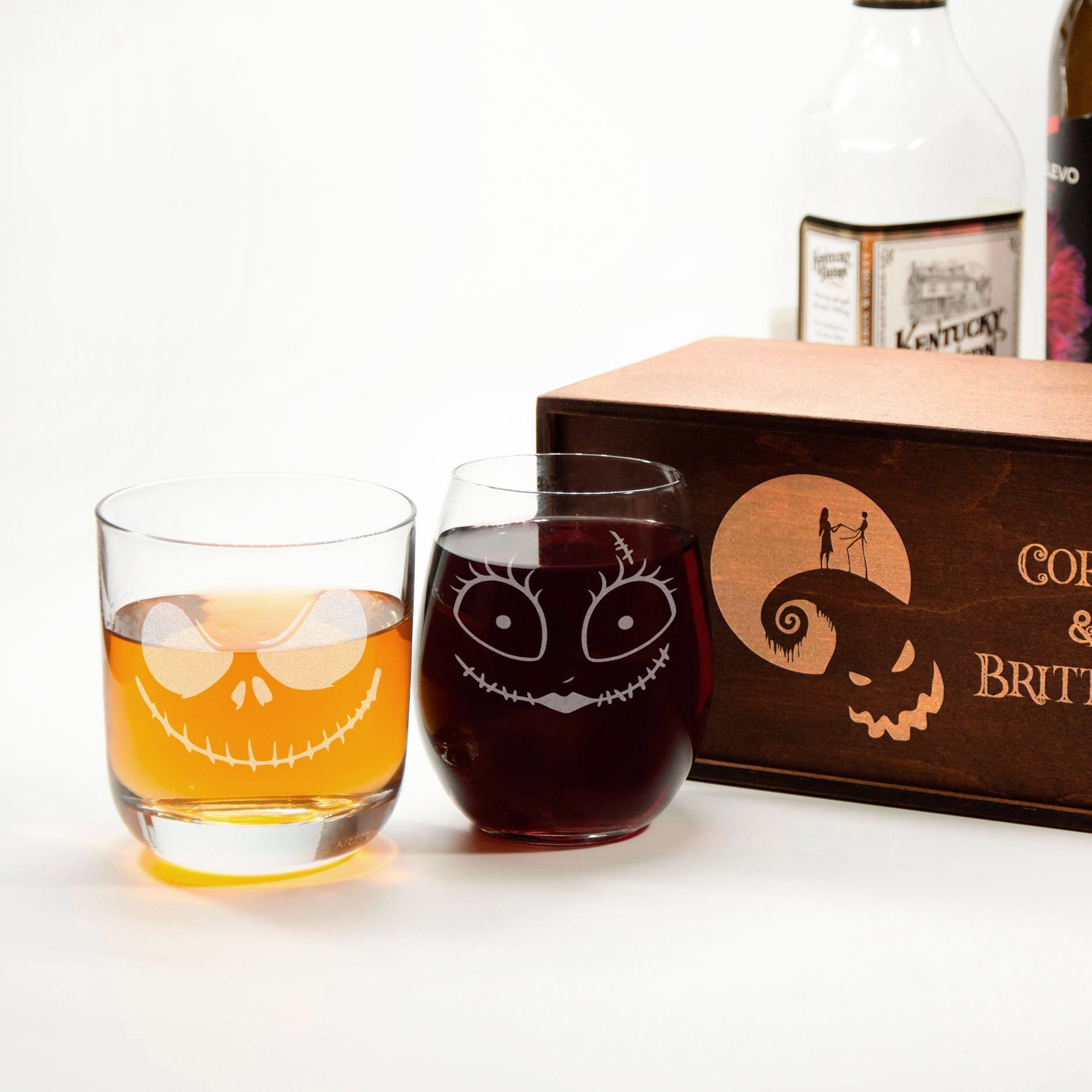 Halloween Wedding Toasting Glasses - Mr and Mrs Wedding Gifts