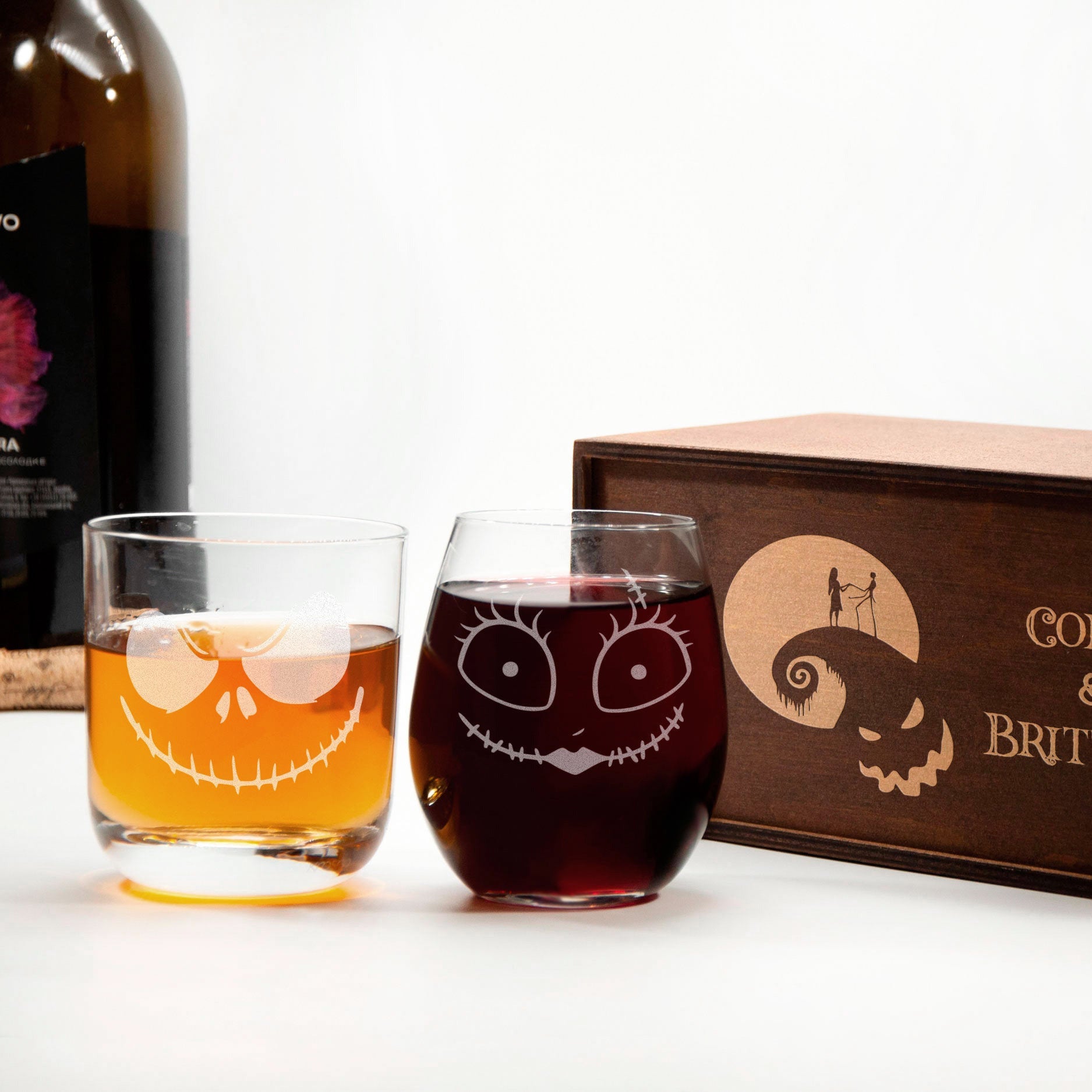 Halloween Wedding Toasting Glasses - Mr and Mrs Wedding Gifts