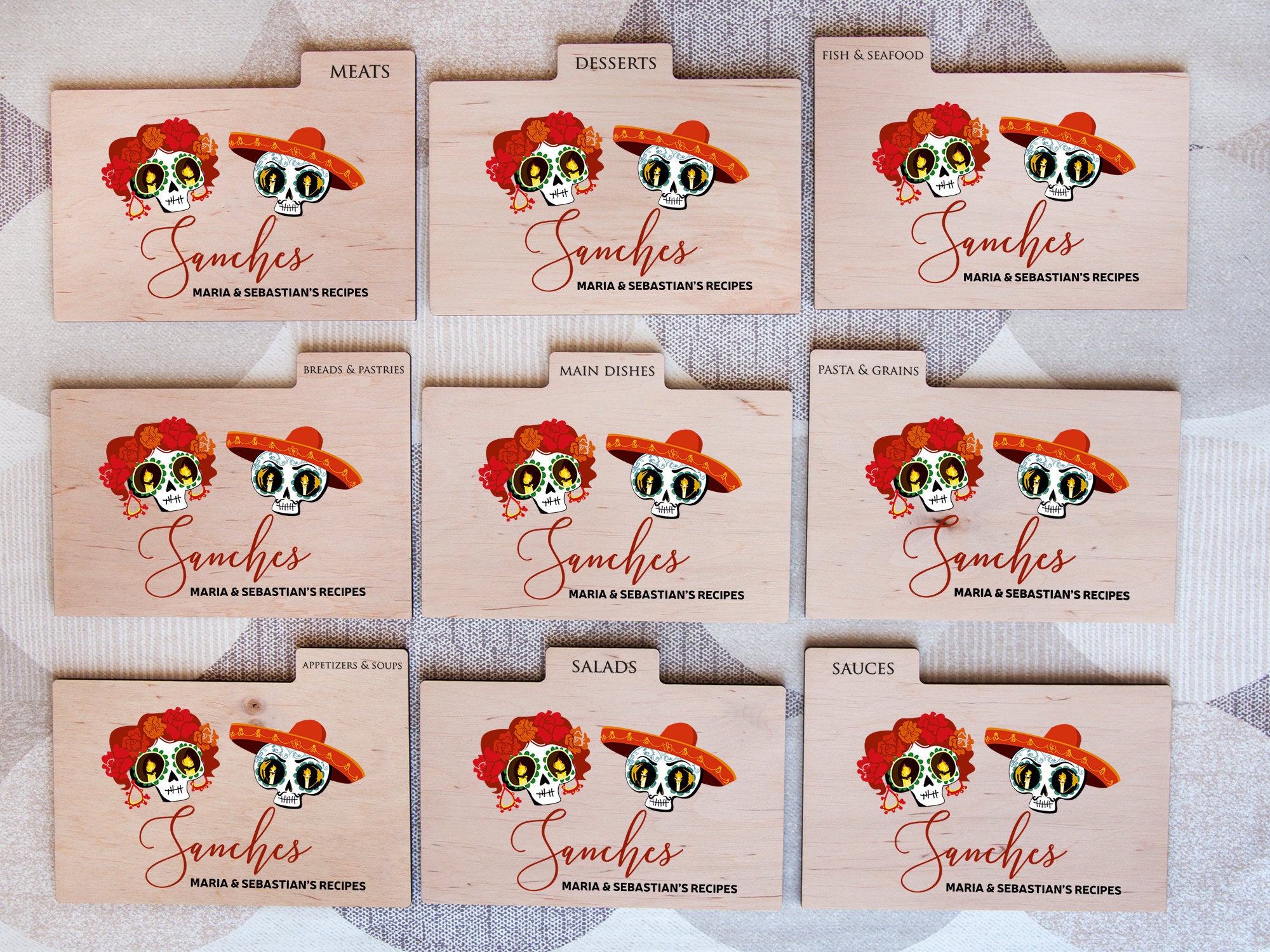 Halloween Wedding Gift - Personalized Recipe Box with Dividers & Cards