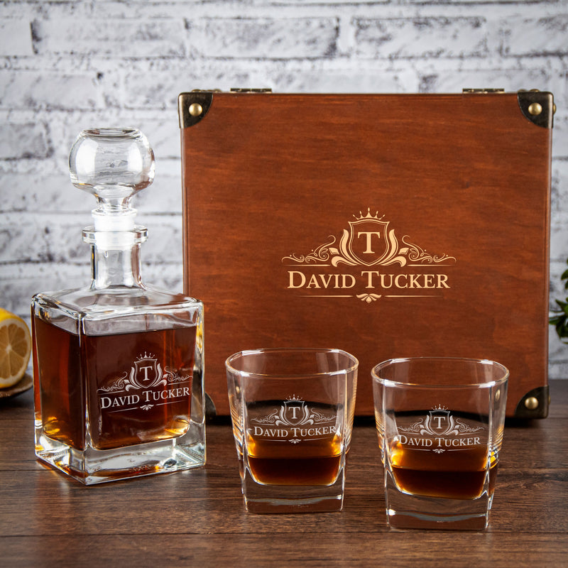 Personalized Whiskey Decanter Set - Mens Birthday Gift