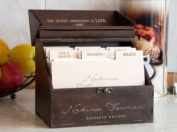 Recipe Box with Dividers & Cards - Heirloom Gift Ideas for Daughter