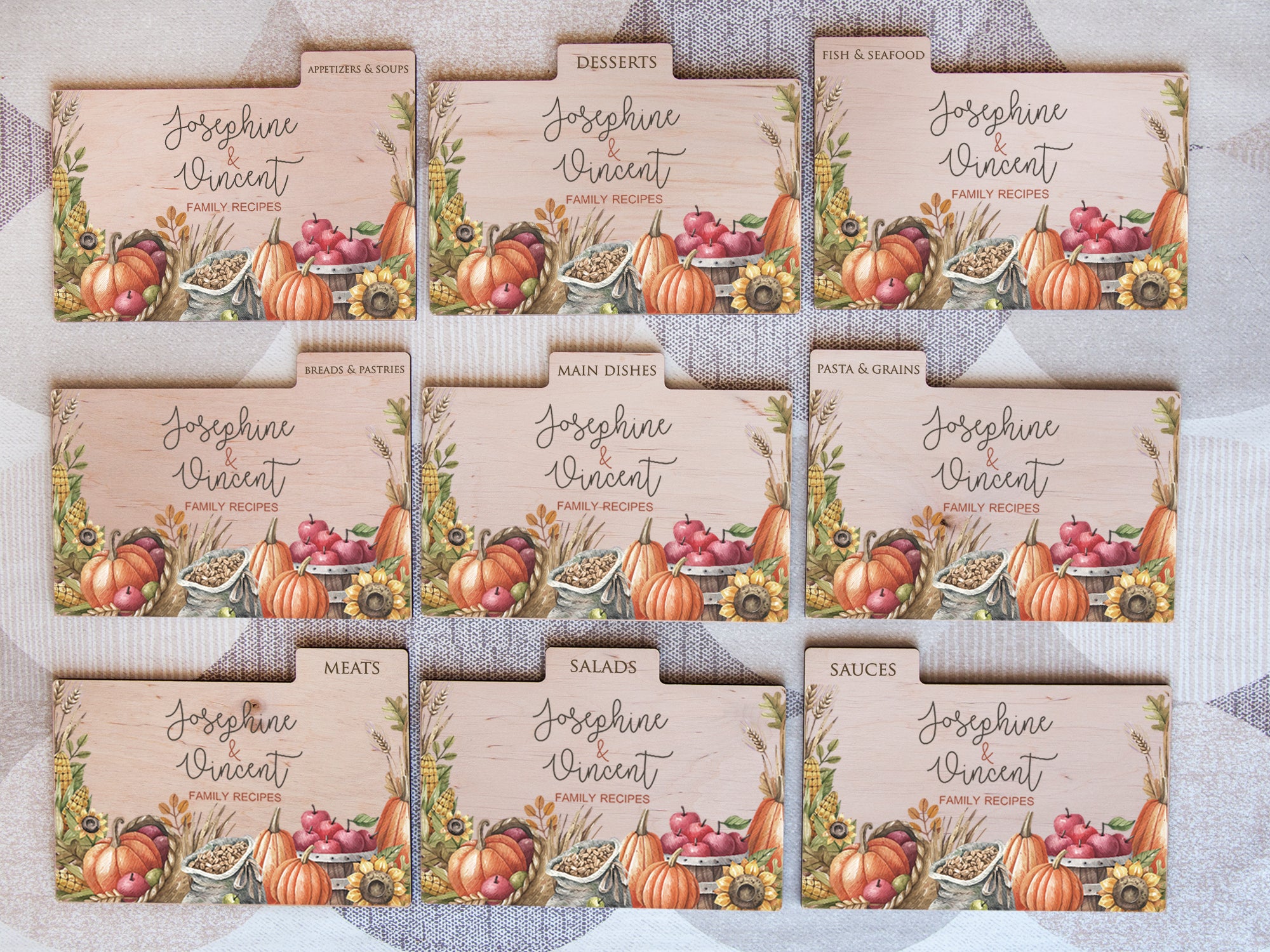 Farmhouse Recipe Card Box with Dividers 4x6 or 5x7 - Fall Bridal Shower Gift