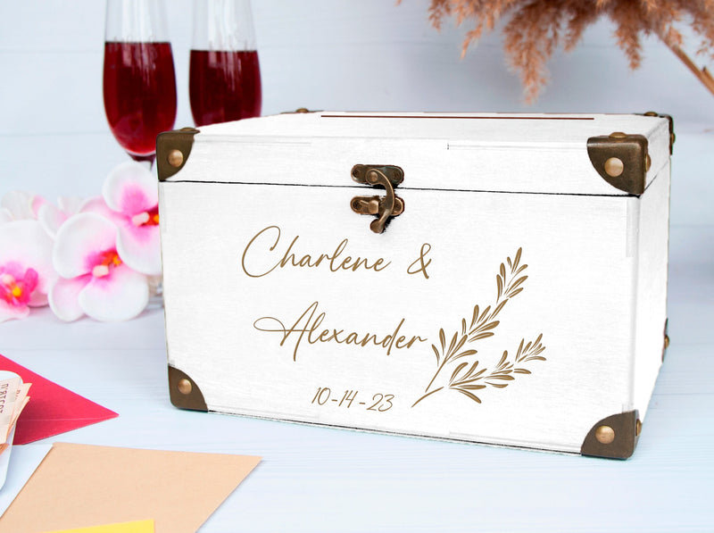 Wedding Card Box with Lock - Engagement Gift for Couple